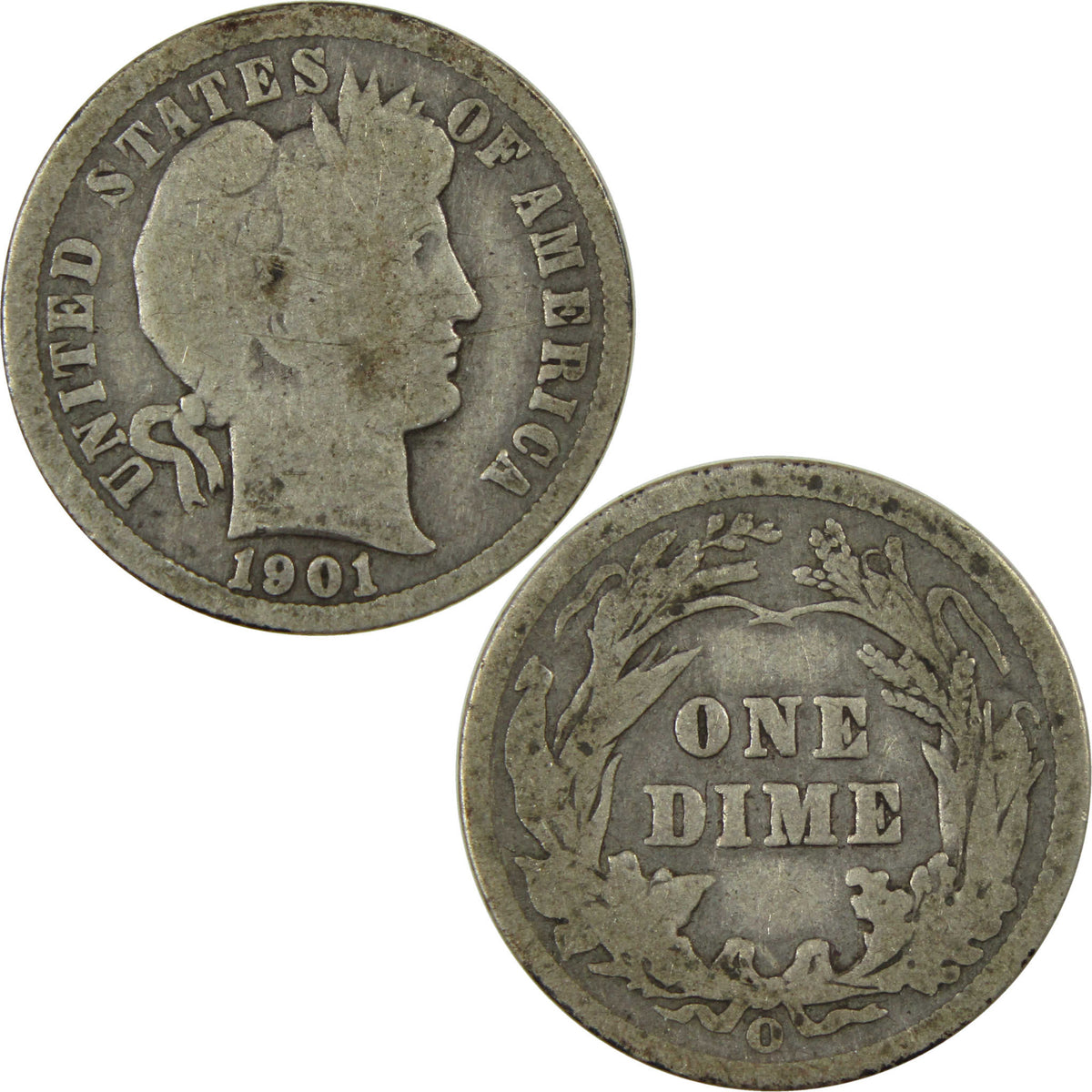 1901 O Barber Silver Dime AG About Good 10c Coin SKU:I28634