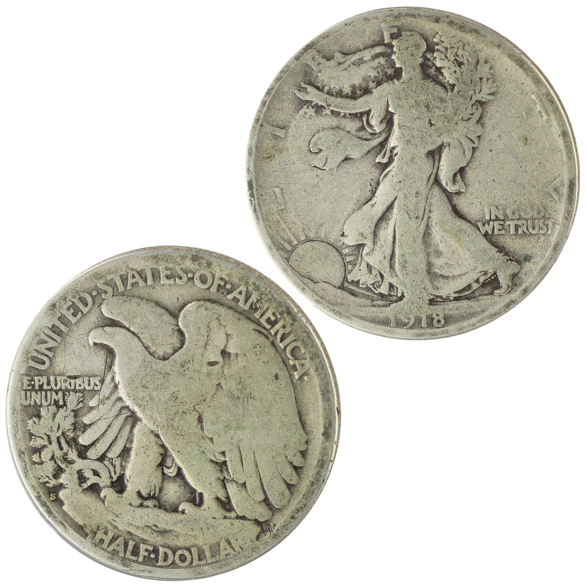 1918 S Liberty Walking Half Dollar G Good Silver 50c Coin SKU:I11977