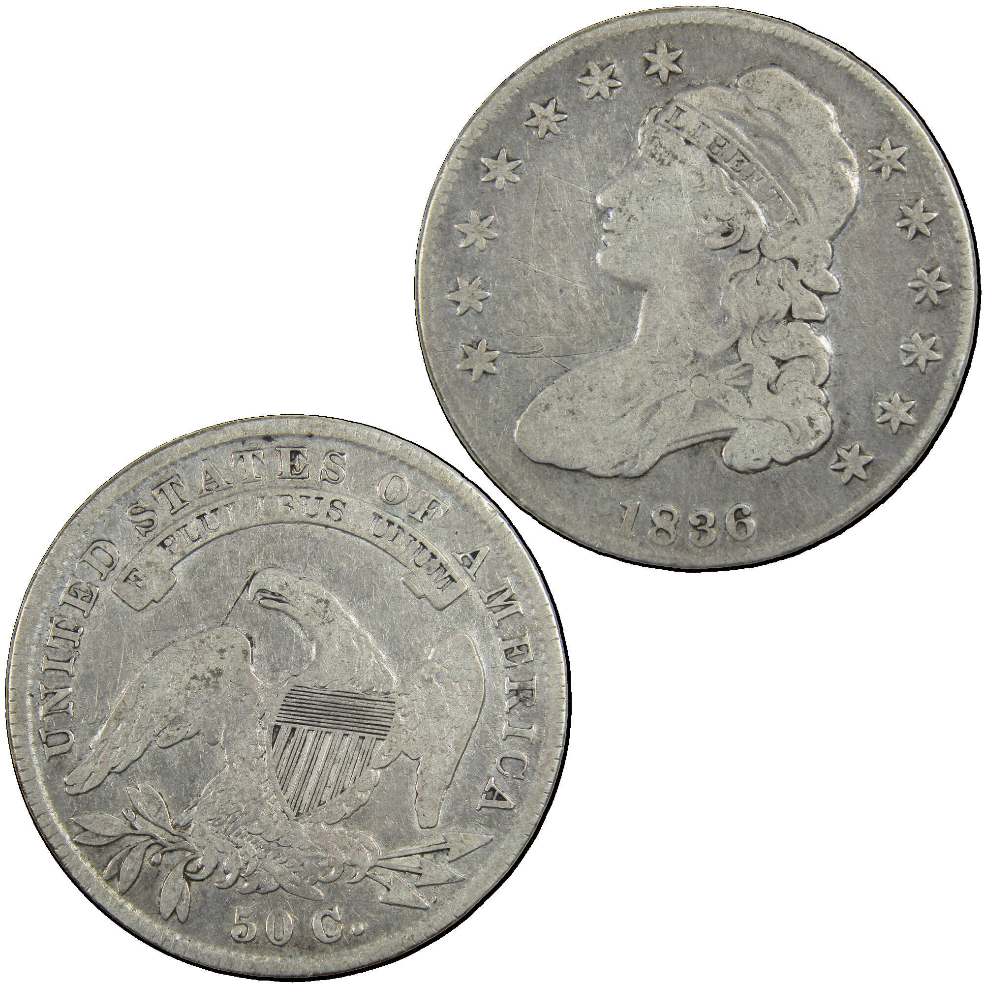 1836 Lettered Edge Capped Bust Half Dollar AG Details SKU:I12924