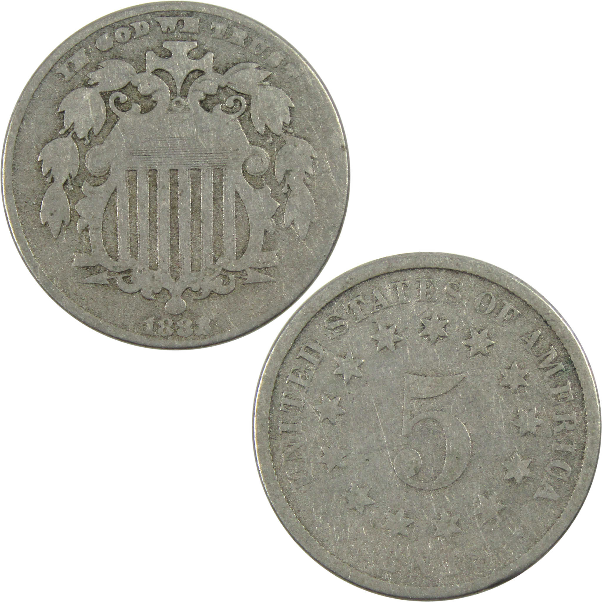 1882 Shield Nickel VG Very Good 5c Coin SKU:I13319