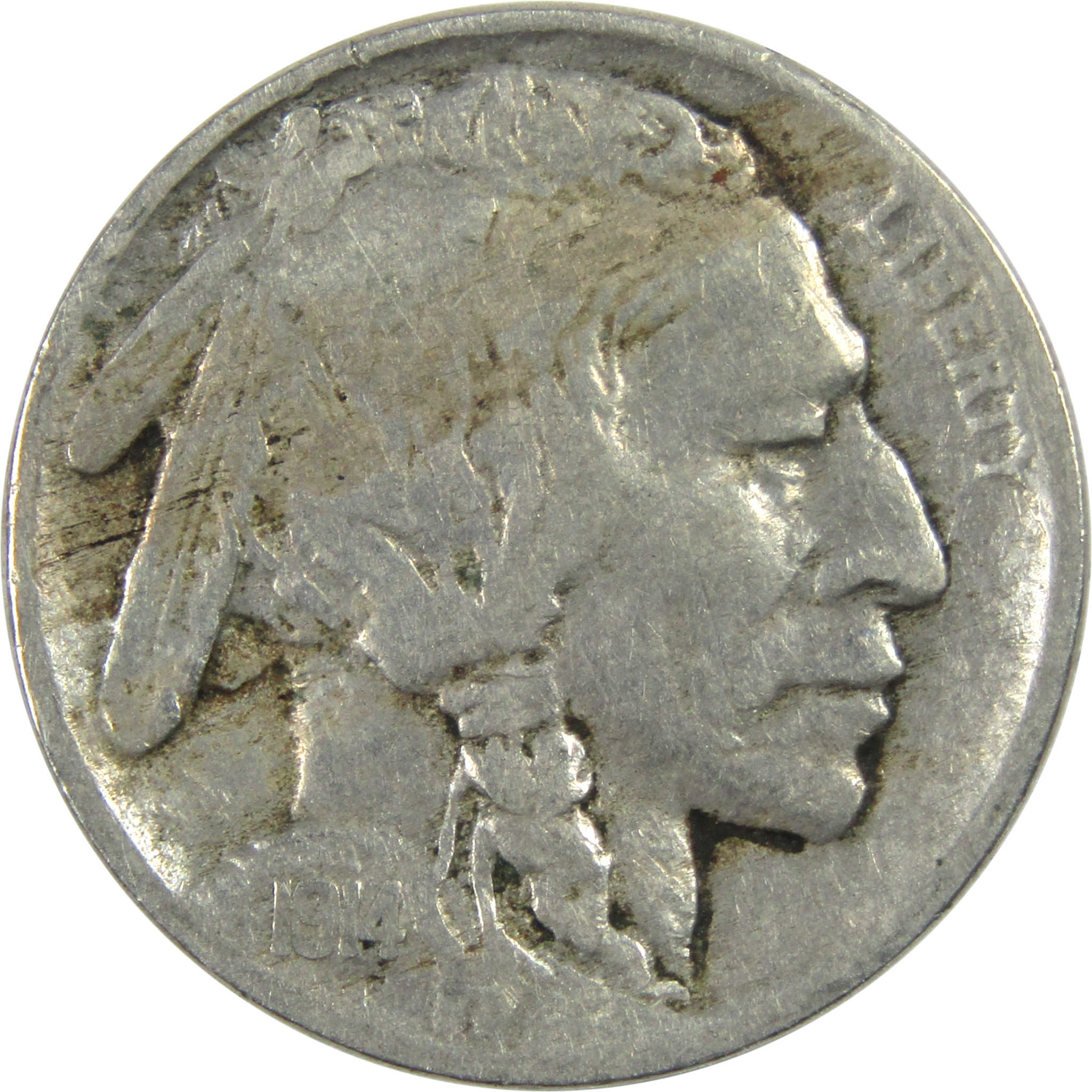 1914 Indian Head Buffalo Nickel F Fine 5c Coin SKU:I13012