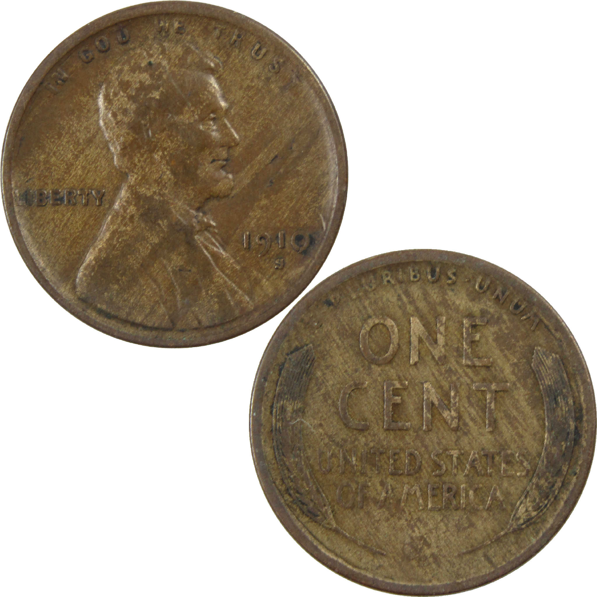 1910 S Lincoln Wheat Cent F Fine Penny 1c Coin SKU:I12196