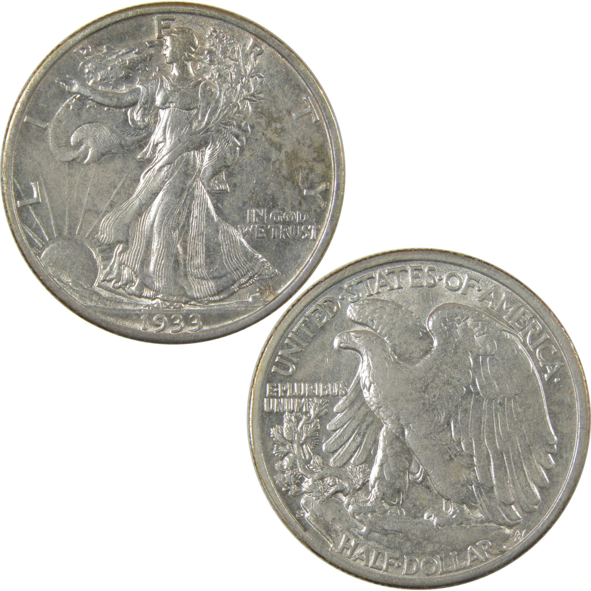 1933 S Liberty Walking Silver Half Dollar AU About UncSKU:I25162