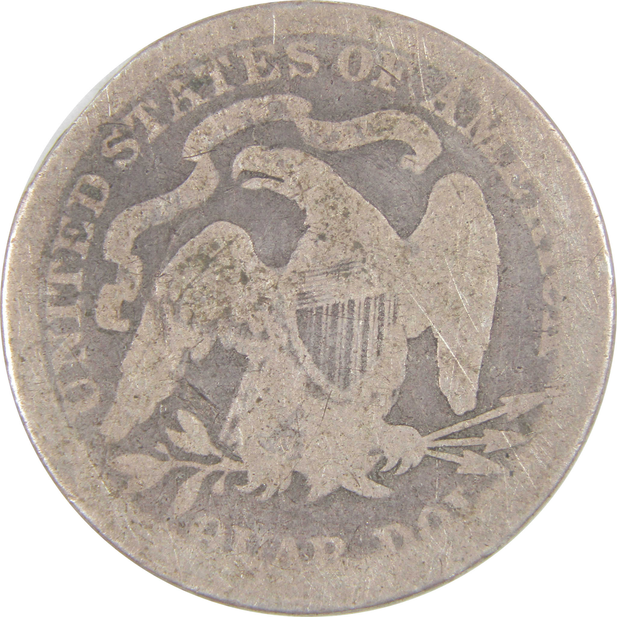 1876 Seated Liberty Quarter AG About Good Silver 25c Coin SKU:I16787