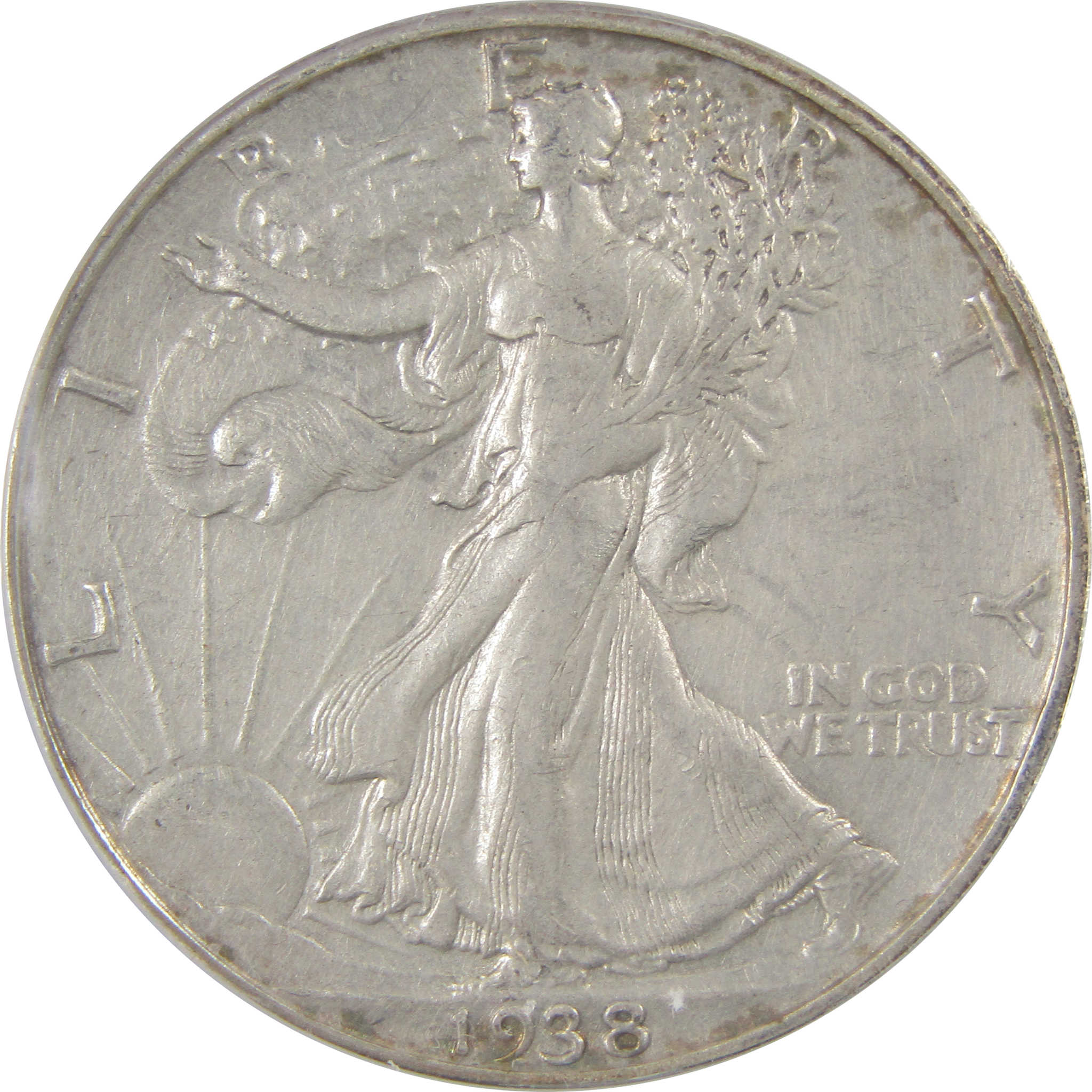 1938 D Liberty Walking Silver 50c EF 45 Details ANACS SKU:I24426