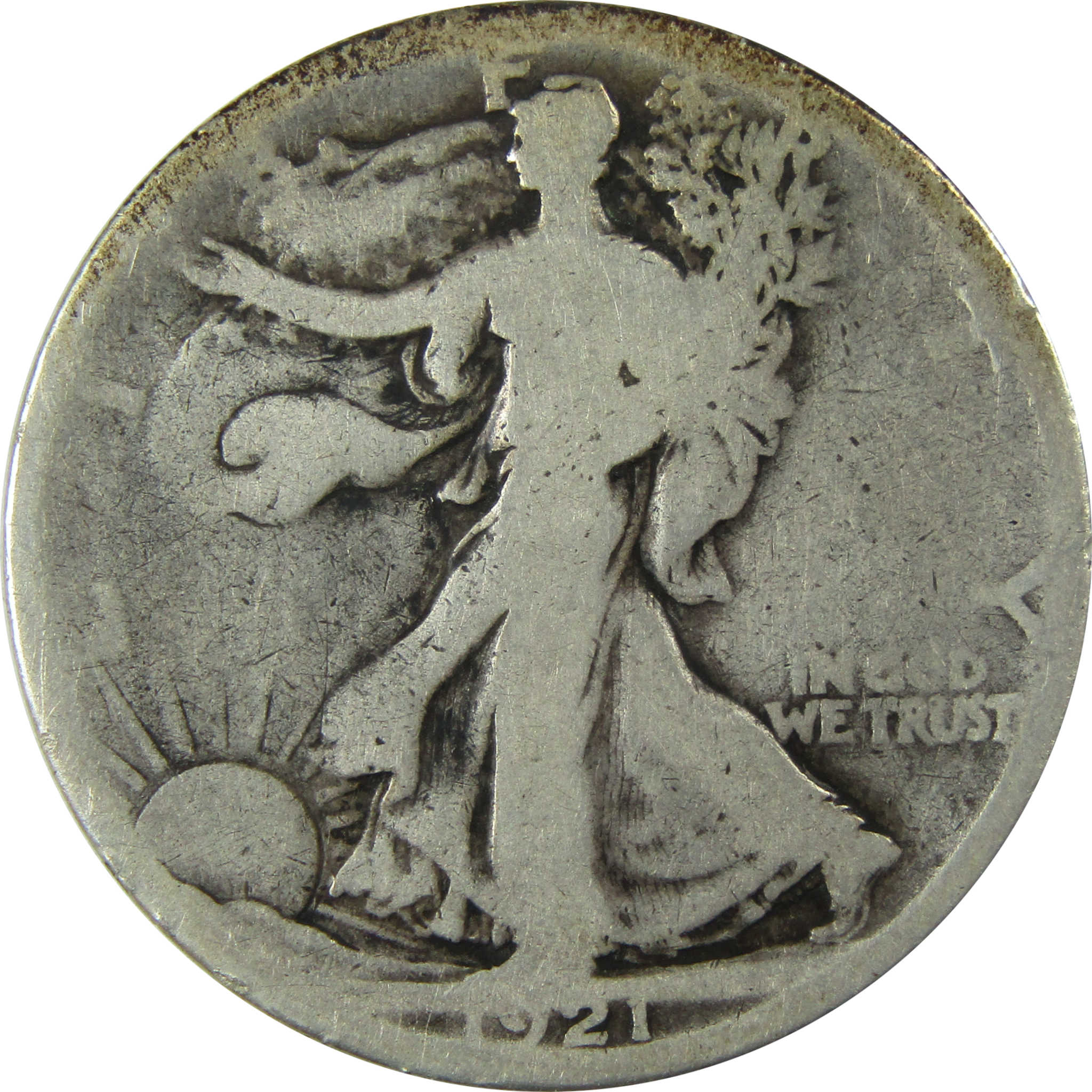 1921 D Liberty Walking Silver Half Dollar G Good 50c Coin SKU:I25934