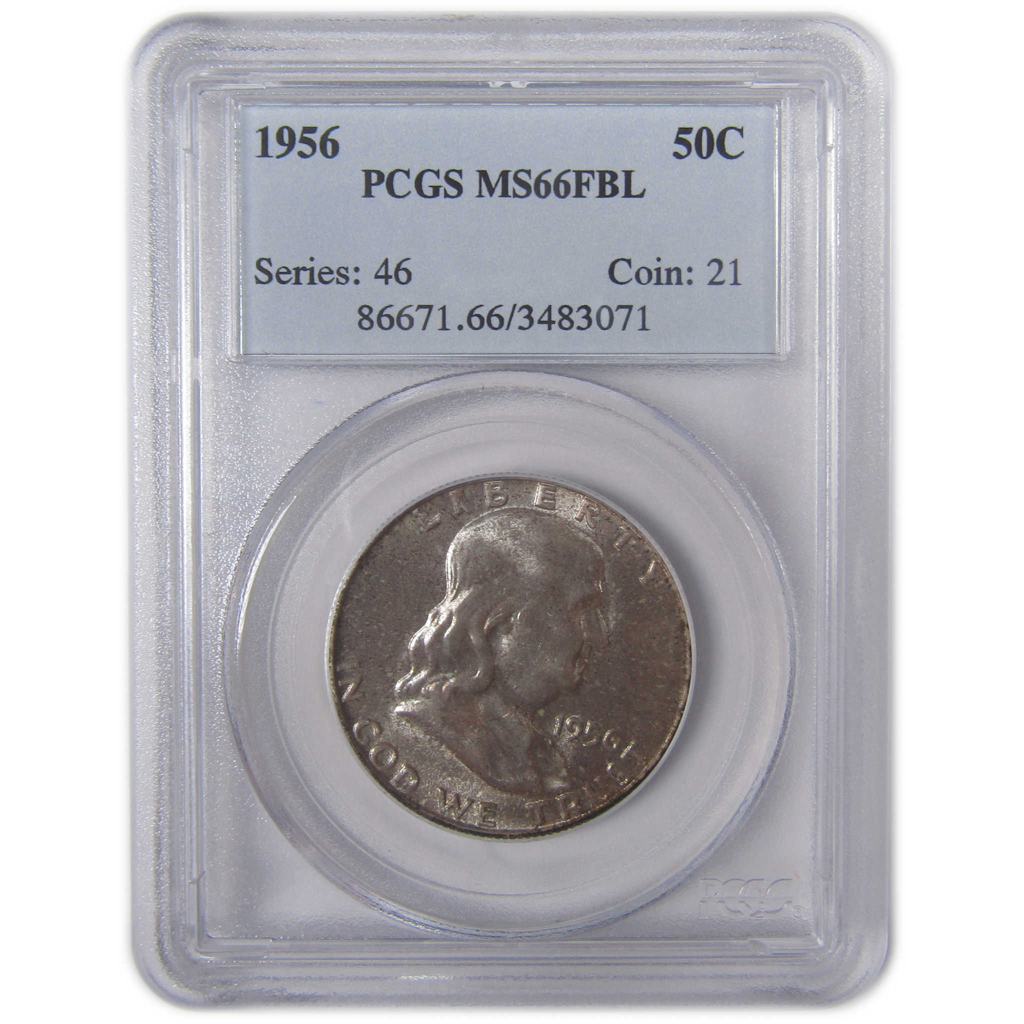 1956 Franklin Half Dollar MS 66 FBL PCGS Silver 50c Toned SKU:CPC9887