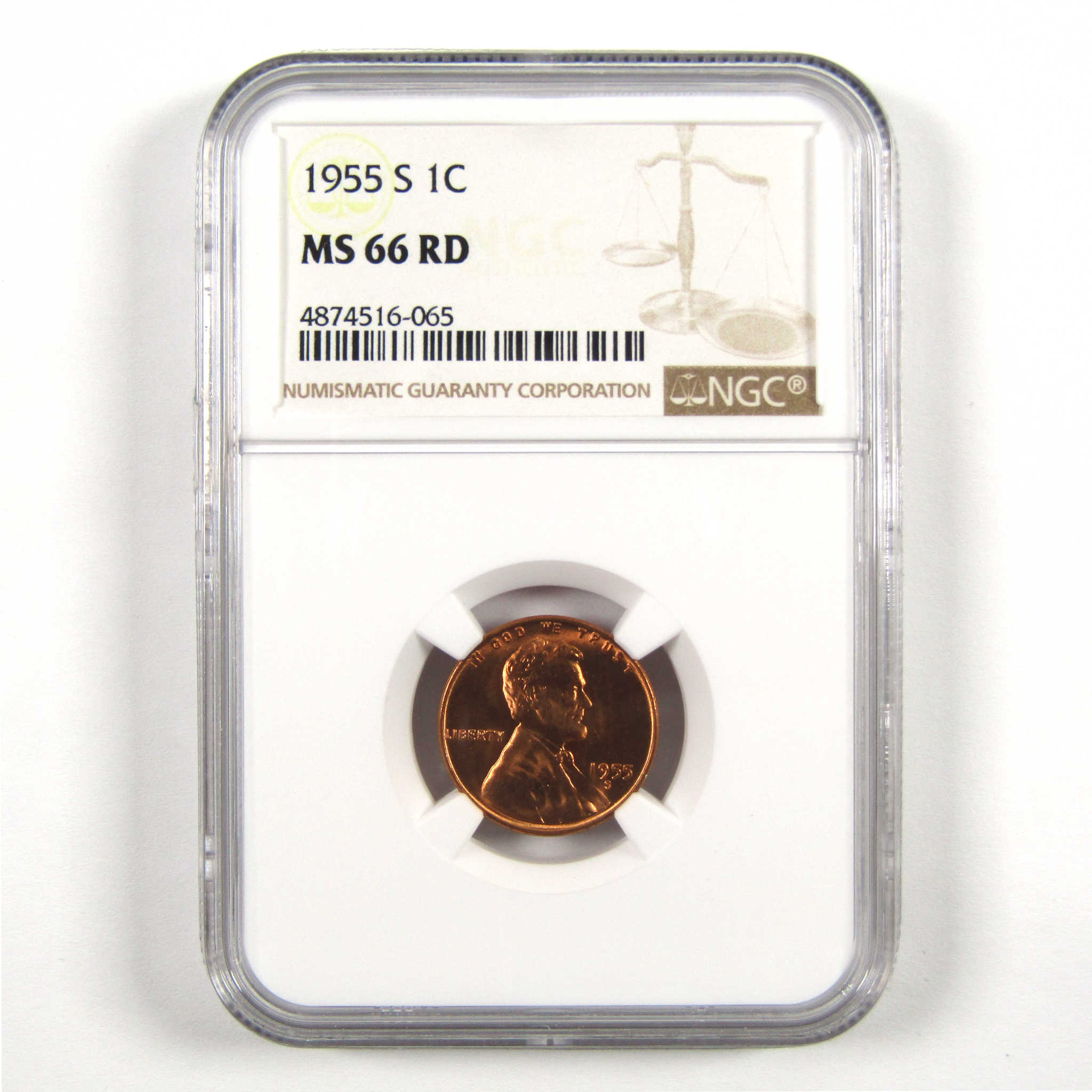 1955 S Lincoln Wheat Cent MS 66 RD NGC Penny 1c Unc SKU:CPC6025