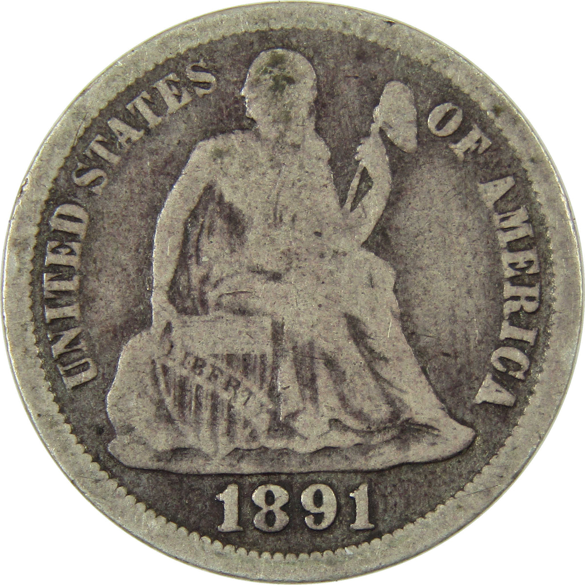 1891 O Seated Liberty Silver Dime G Good 10c Coin Collectible
