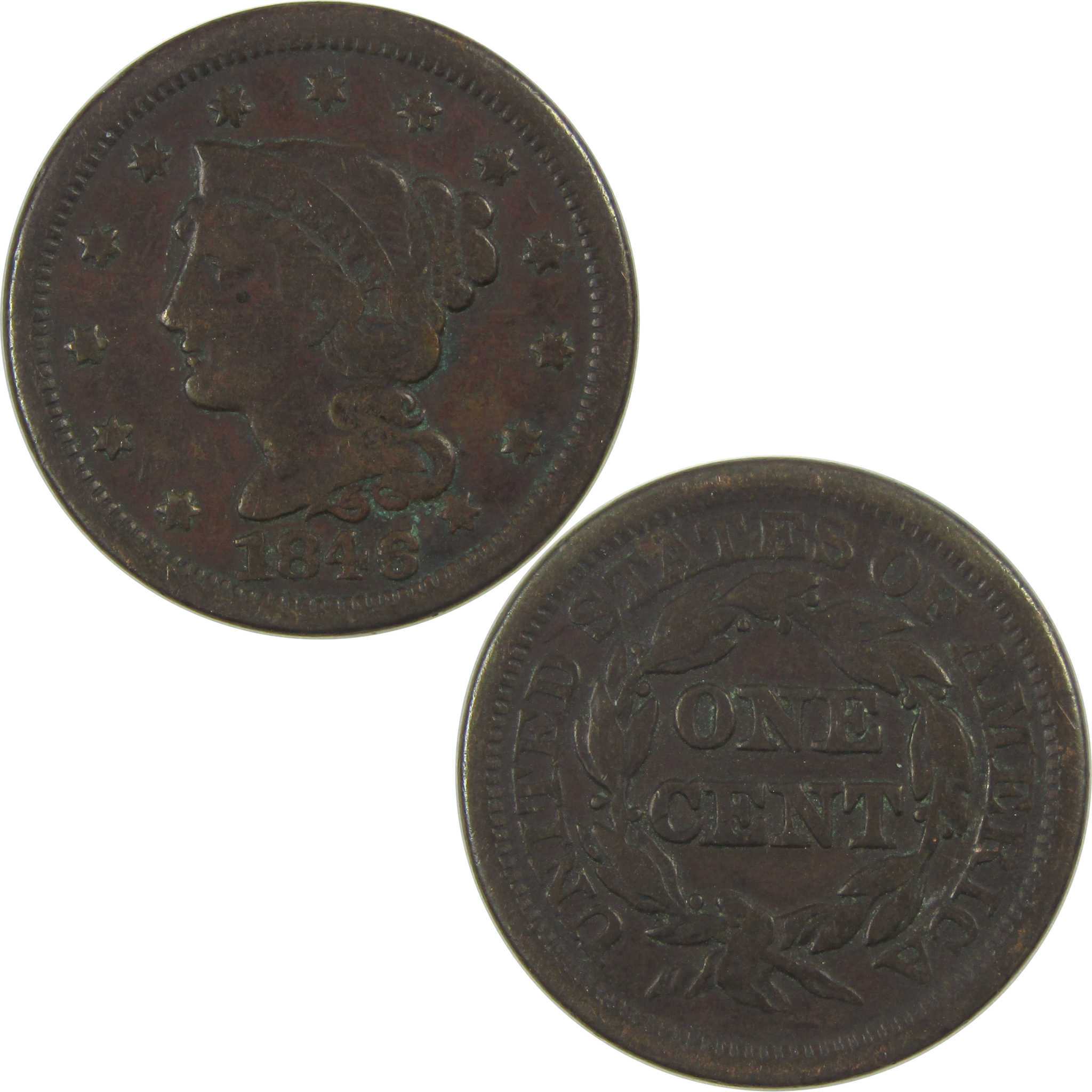 1846 Small Date Braided Hair Large Cent F Fine Copper SKU:CPC0770