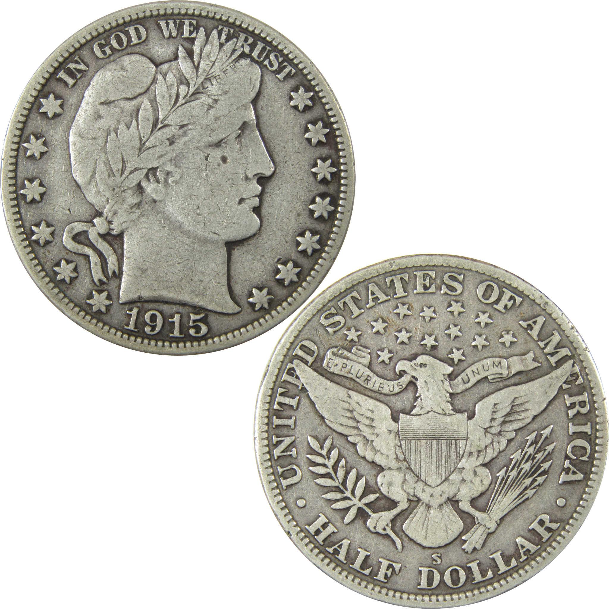 1915 S Barber Silver Half Dollar F Fine Details 50c CoinSKU:CP1477