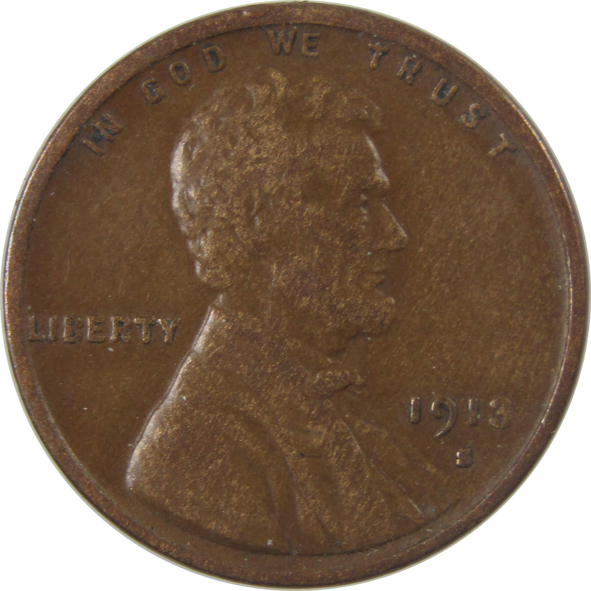 1913 S Lincoln Wheat Cent VF Very Fine Penny 1c Coin SKU:I25251