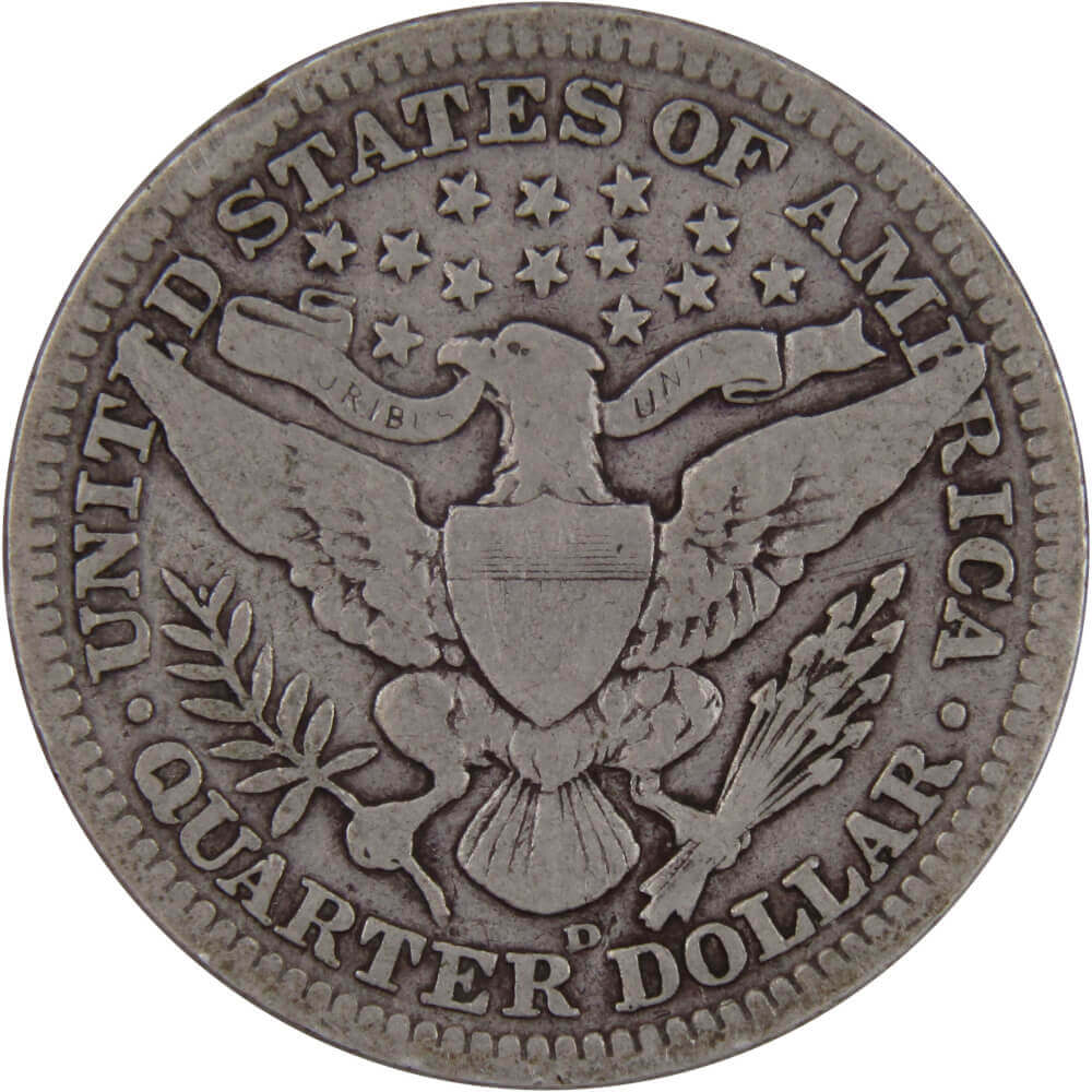 1909 D Barber Quarter VG Very Good Silver 25c Coin