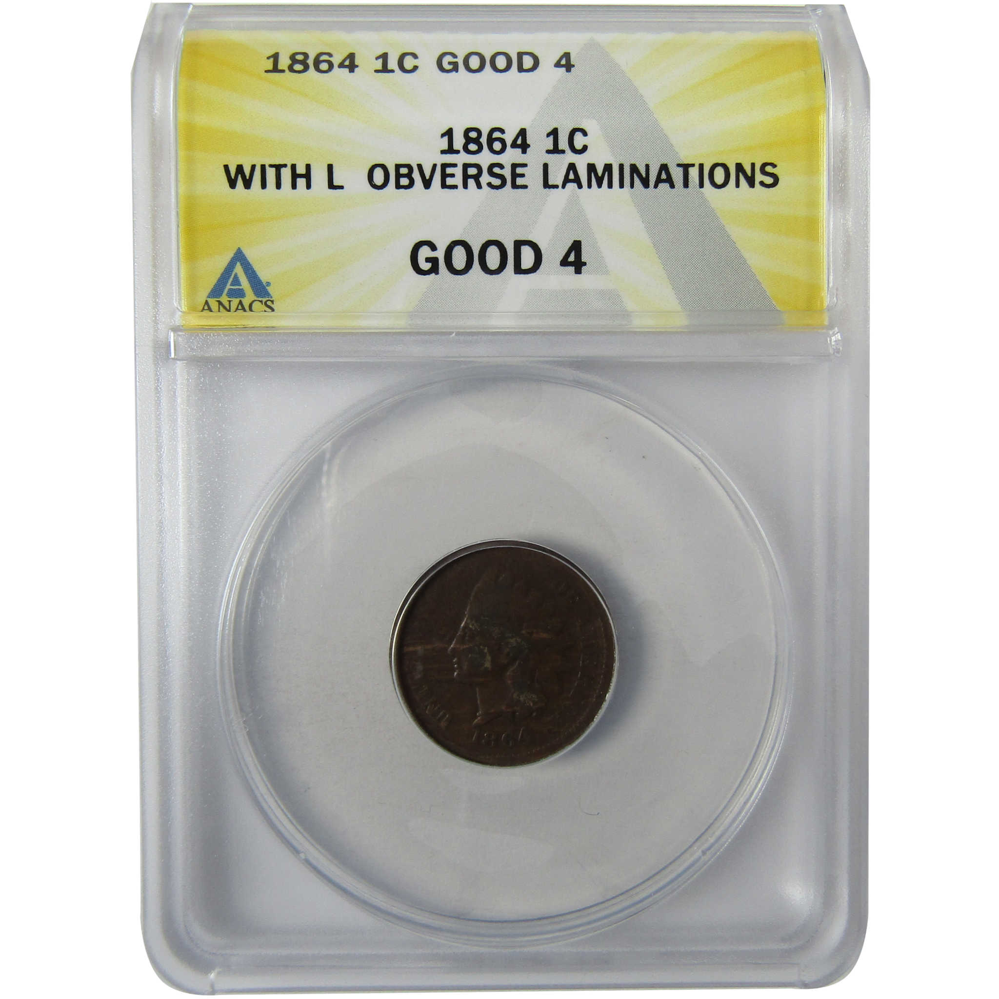 1864 L Indian Head Bronze Cent G 4 ANACS Obverse Lamination SKU:I27963