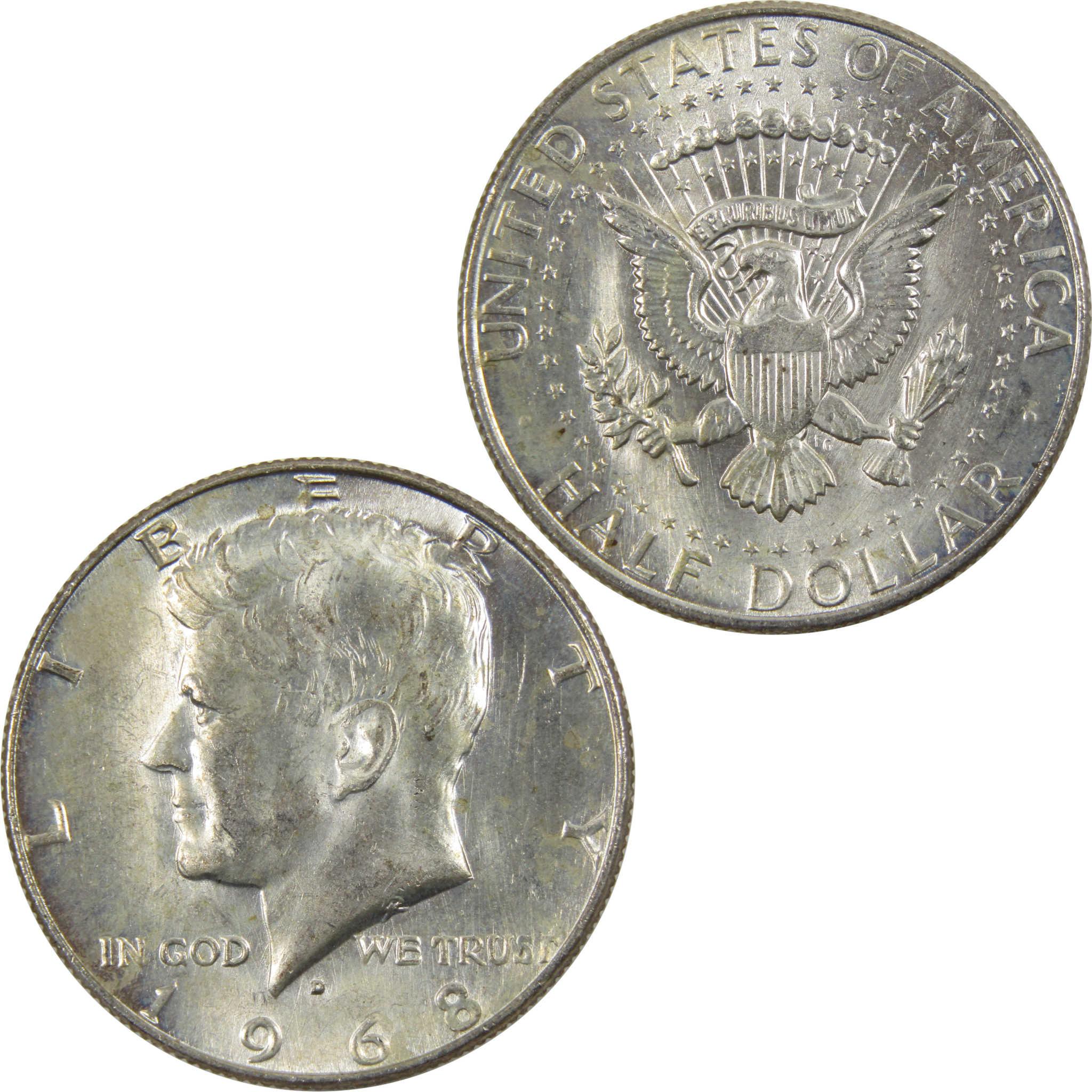 1968 D Kennedy Half Dollar Circulated Silver Clad 50c Coin Collectible