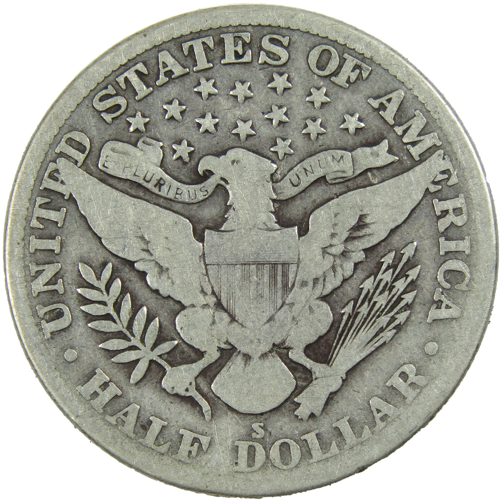 1914 S Barber Half Dollar G Good Silver 50c Coin SKU:I12775
