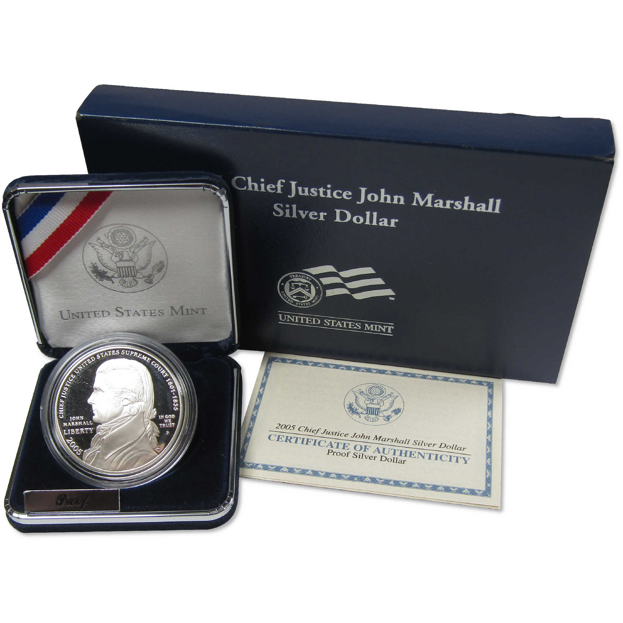 2005 P Chief Justice John Marshall Commemorative Silver $1 Proof OGP