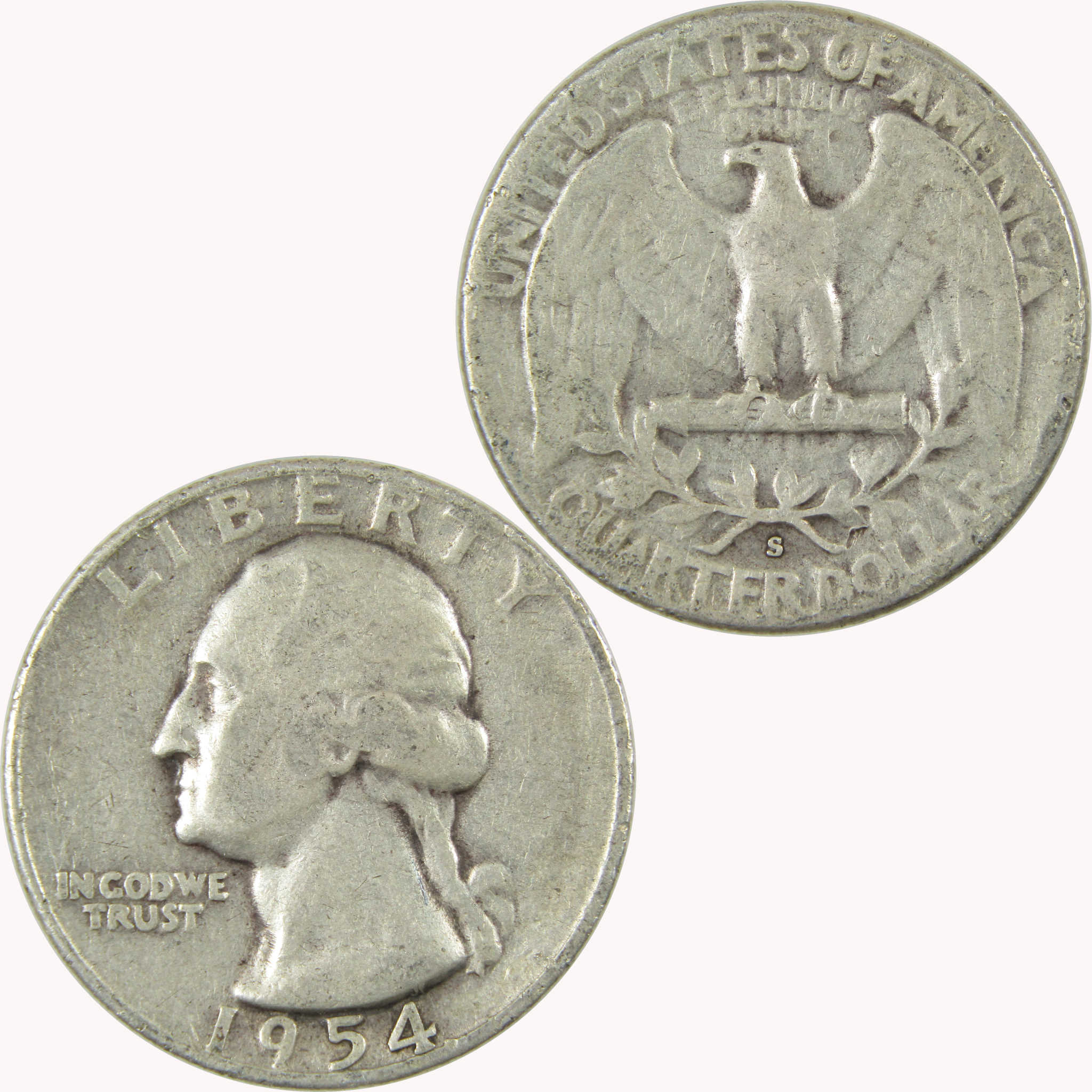 1954 S Washington Silver Quarter G Good 25c Coin Collectible