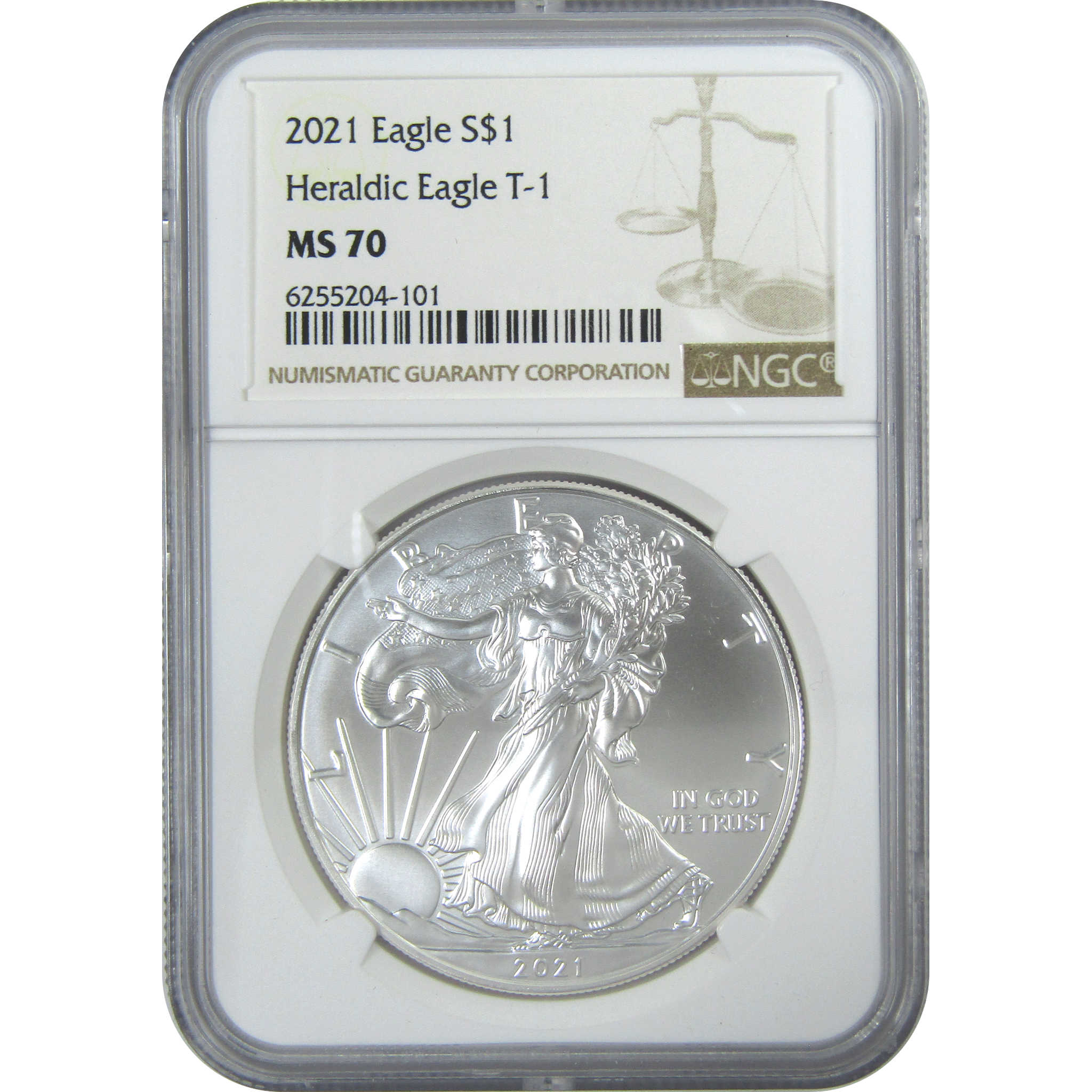 2021 Type 1 American Silver Eagle Dollar MS 70 NGC $1 Uncirculated