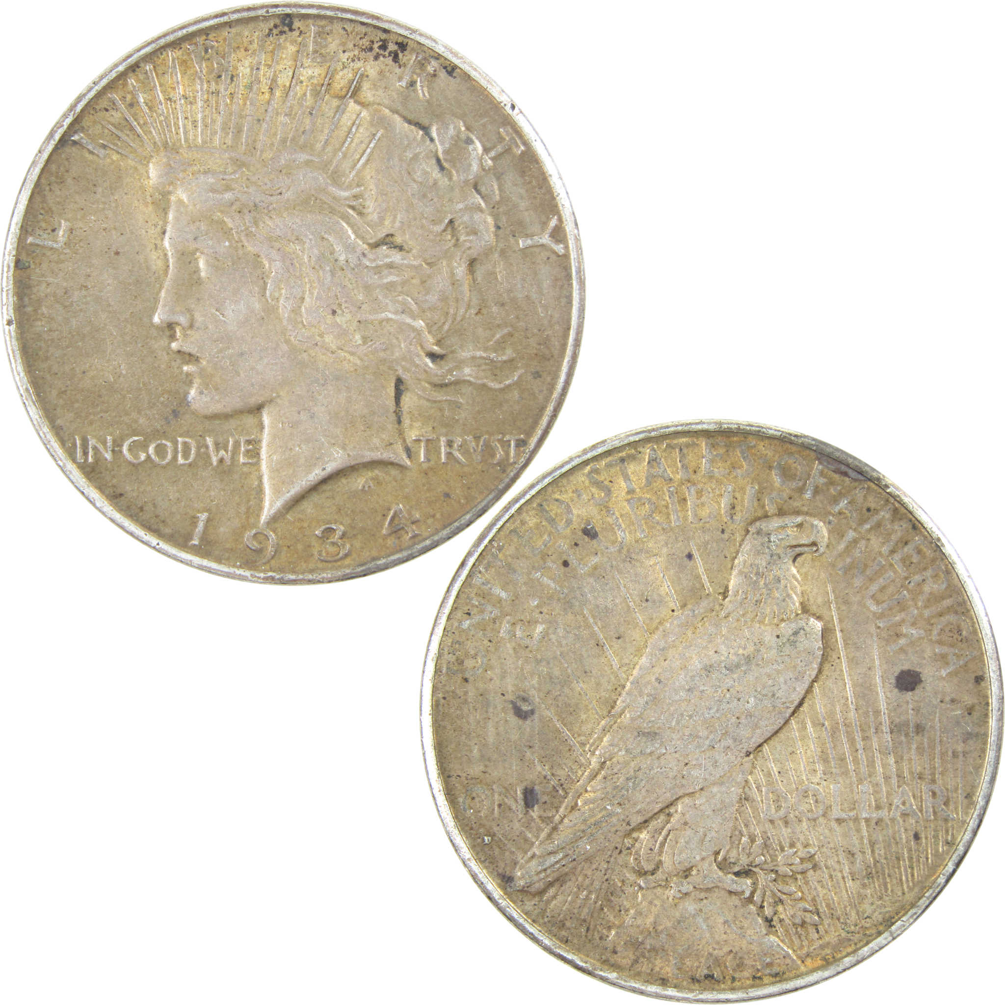 1934 D Peace Dollar XF EF Extremely Fine Silver $1 Coin SKU:I13691