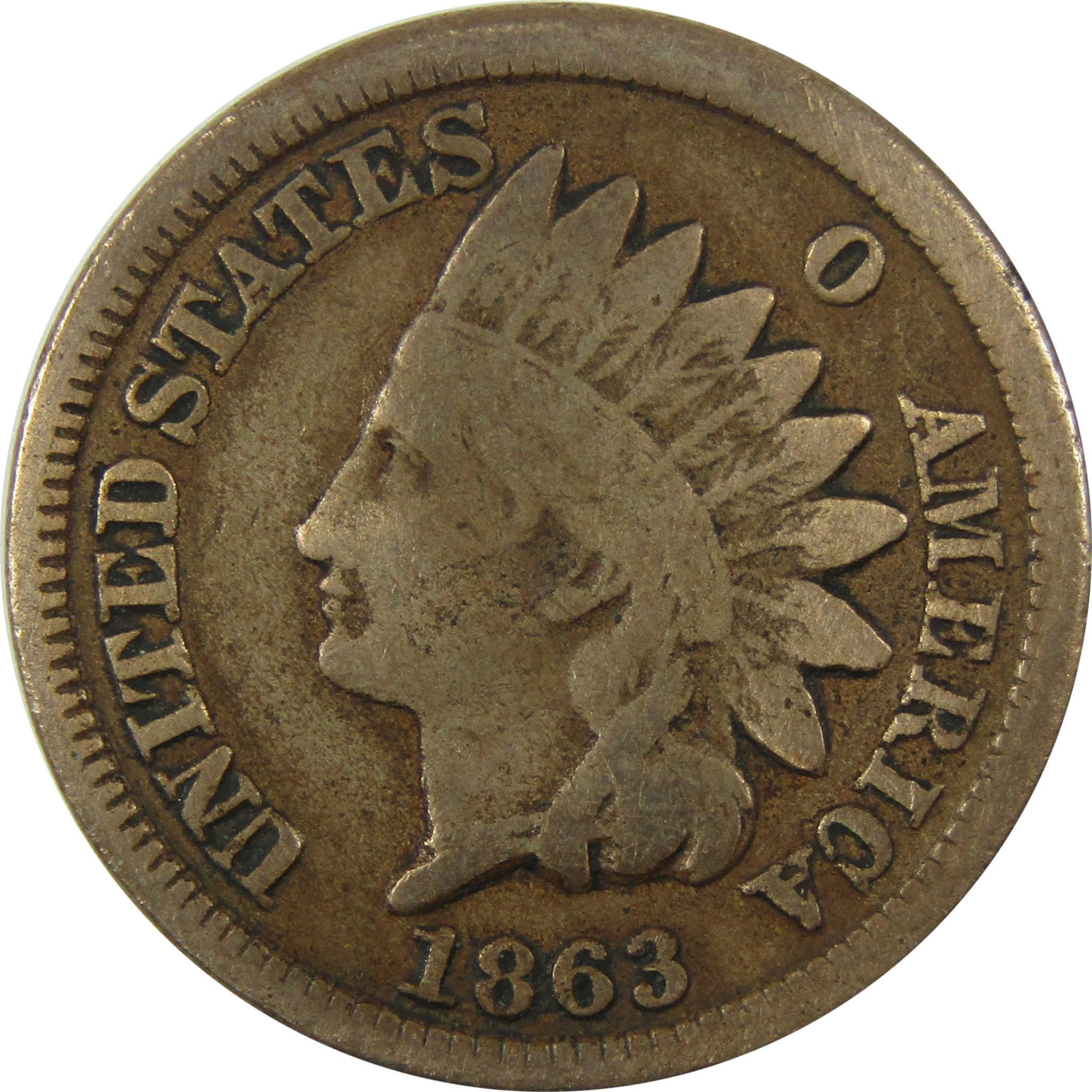 1863 Indian Head Cent VG Very Good Details Penny 1c Coin SKU:CP1272
