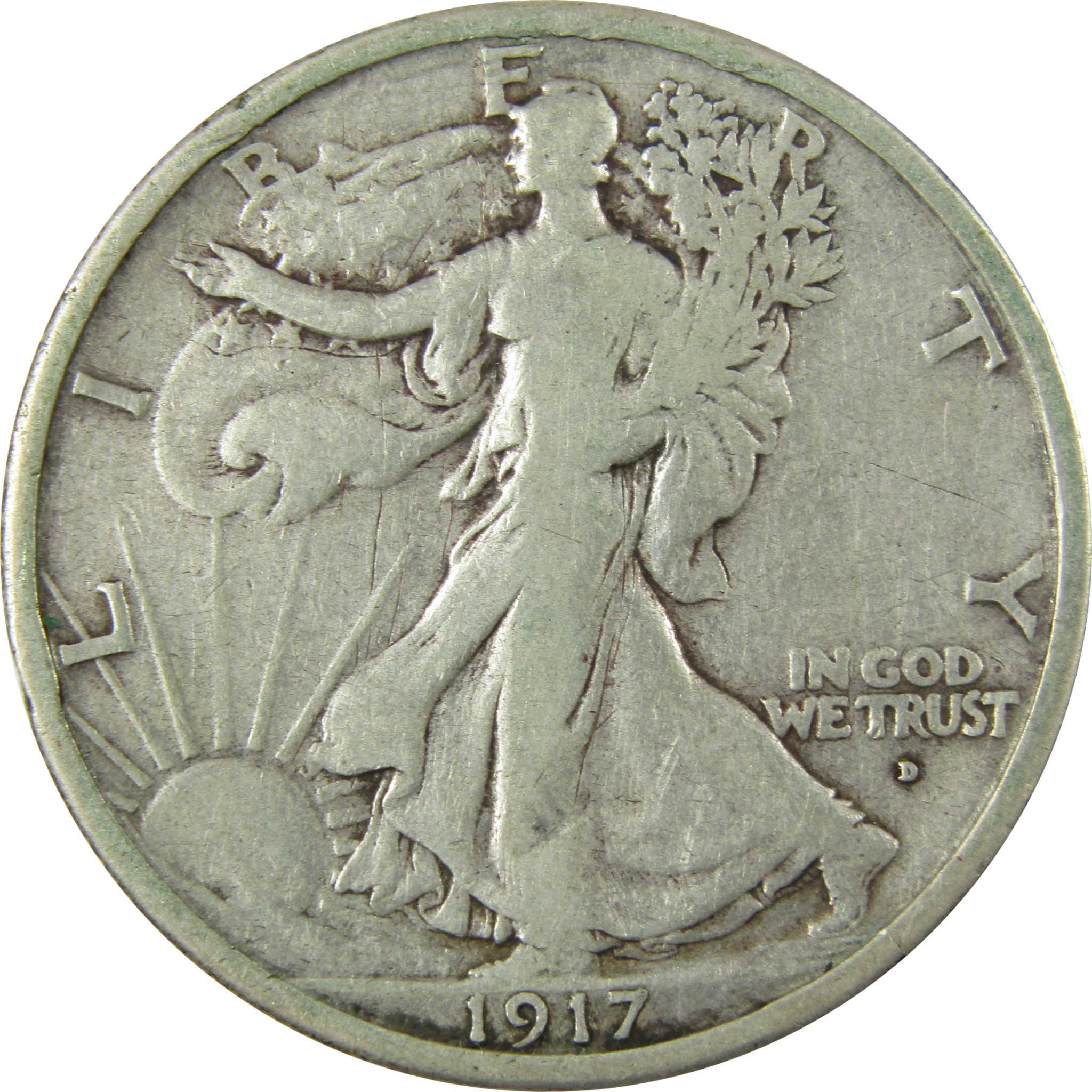 1917 D Obverse Liberty Walking Silver 50c VG Very Good SKU:CP1468