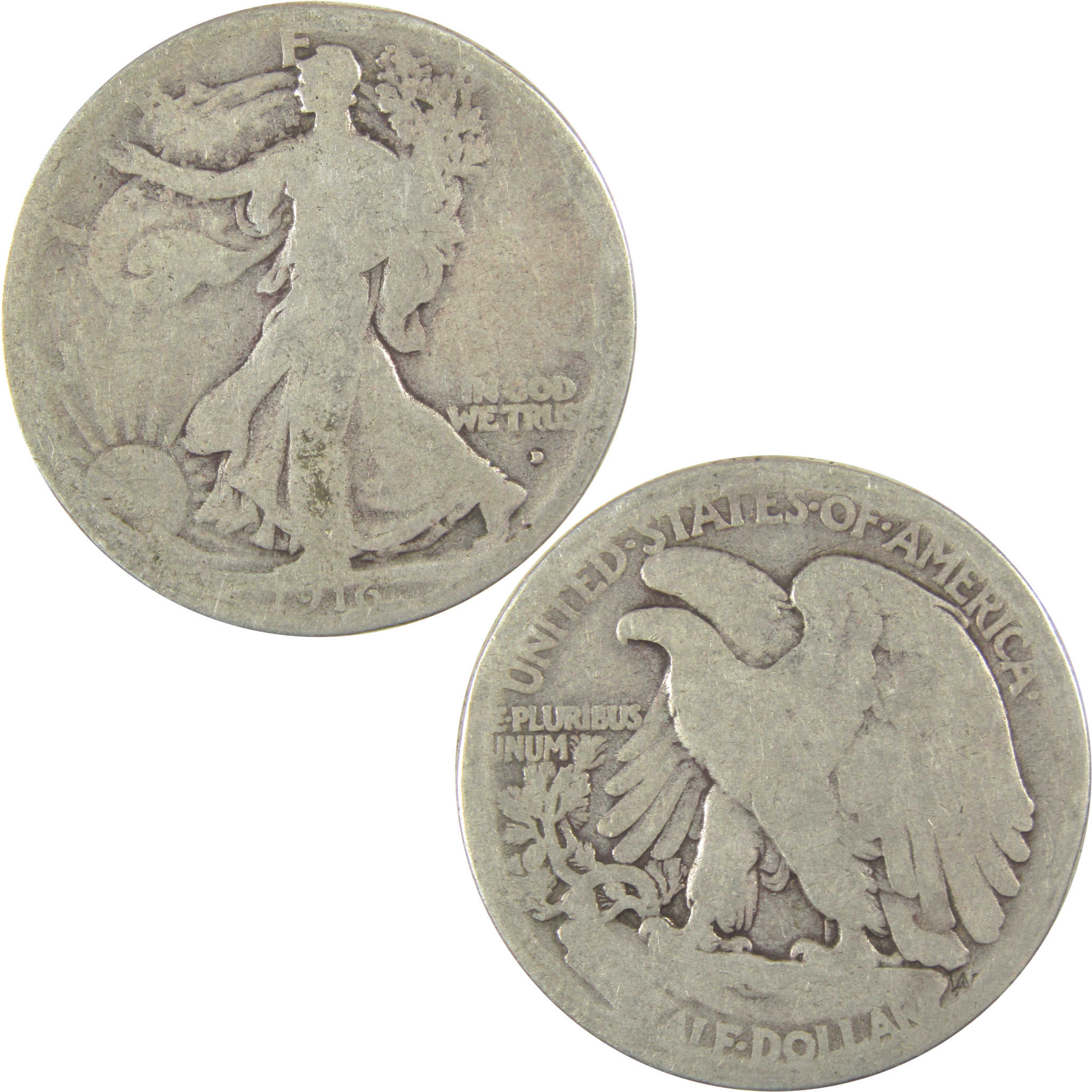 1916 D Liberty Walking Half Dollar AG About Good Silver SKU:I19774