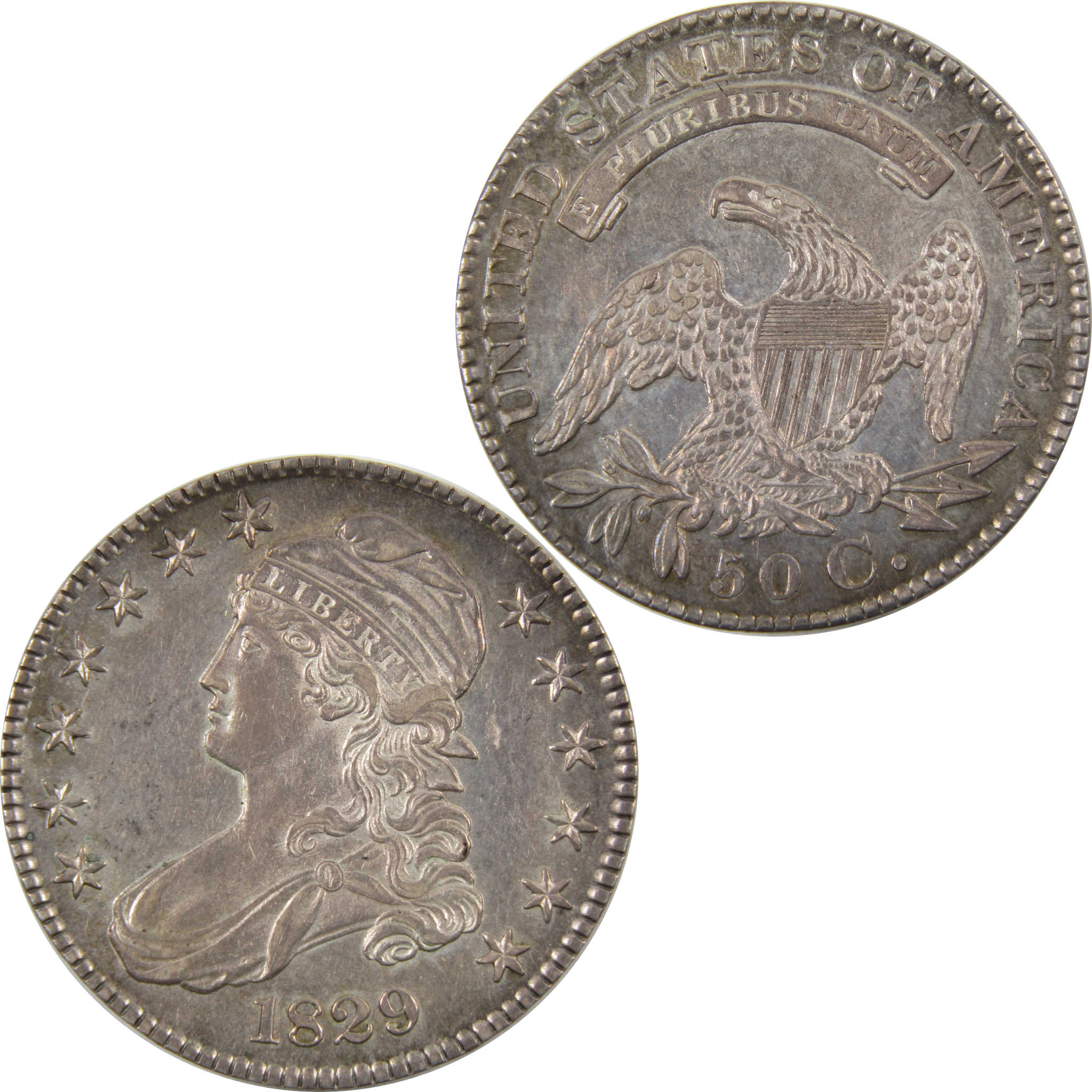 1829 Capped Bust Half Dollar Borderline Uncirculated Silver SKU:I9388