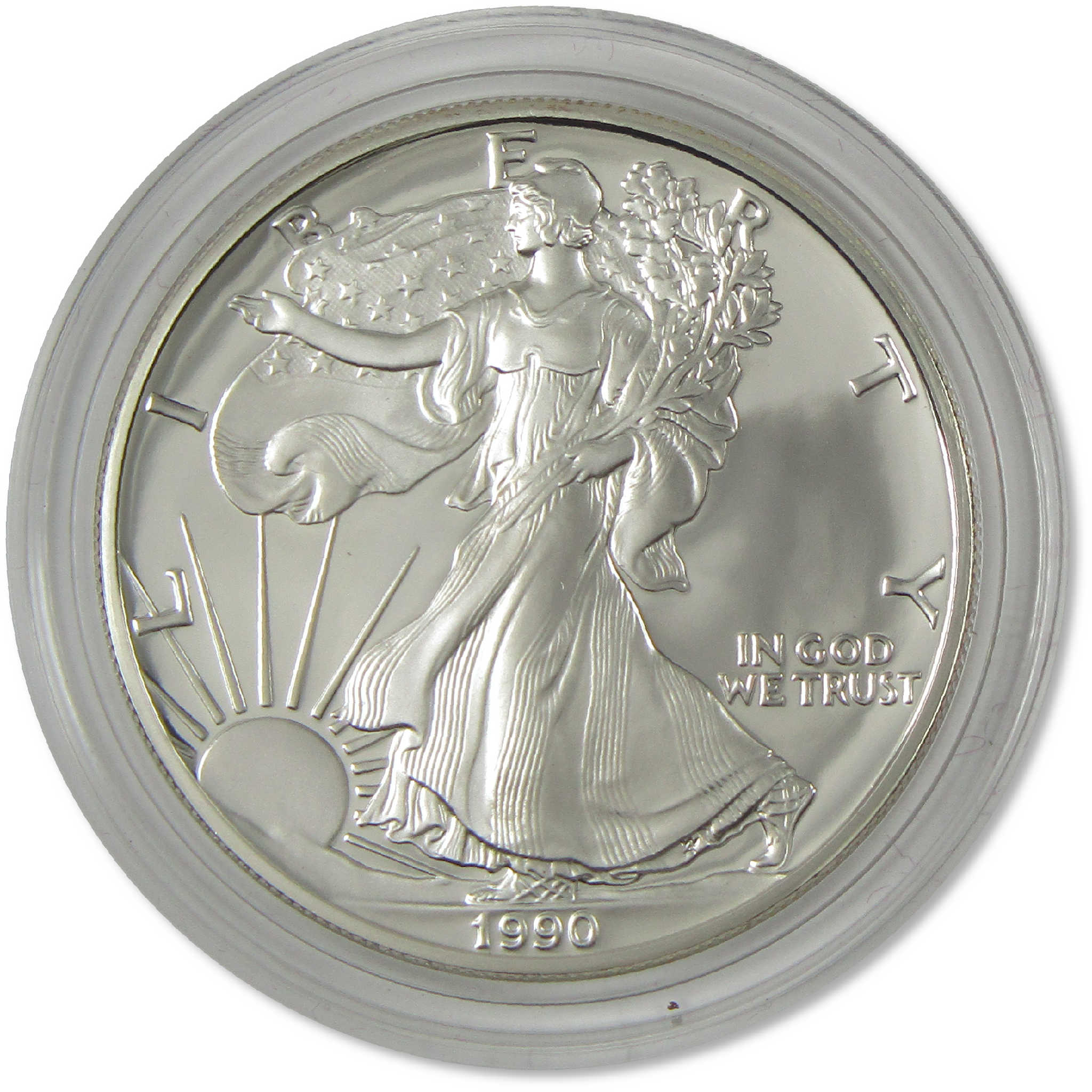 1990 S American Silver Eagle Choice Proof Bullion $1 Coin OGP COA