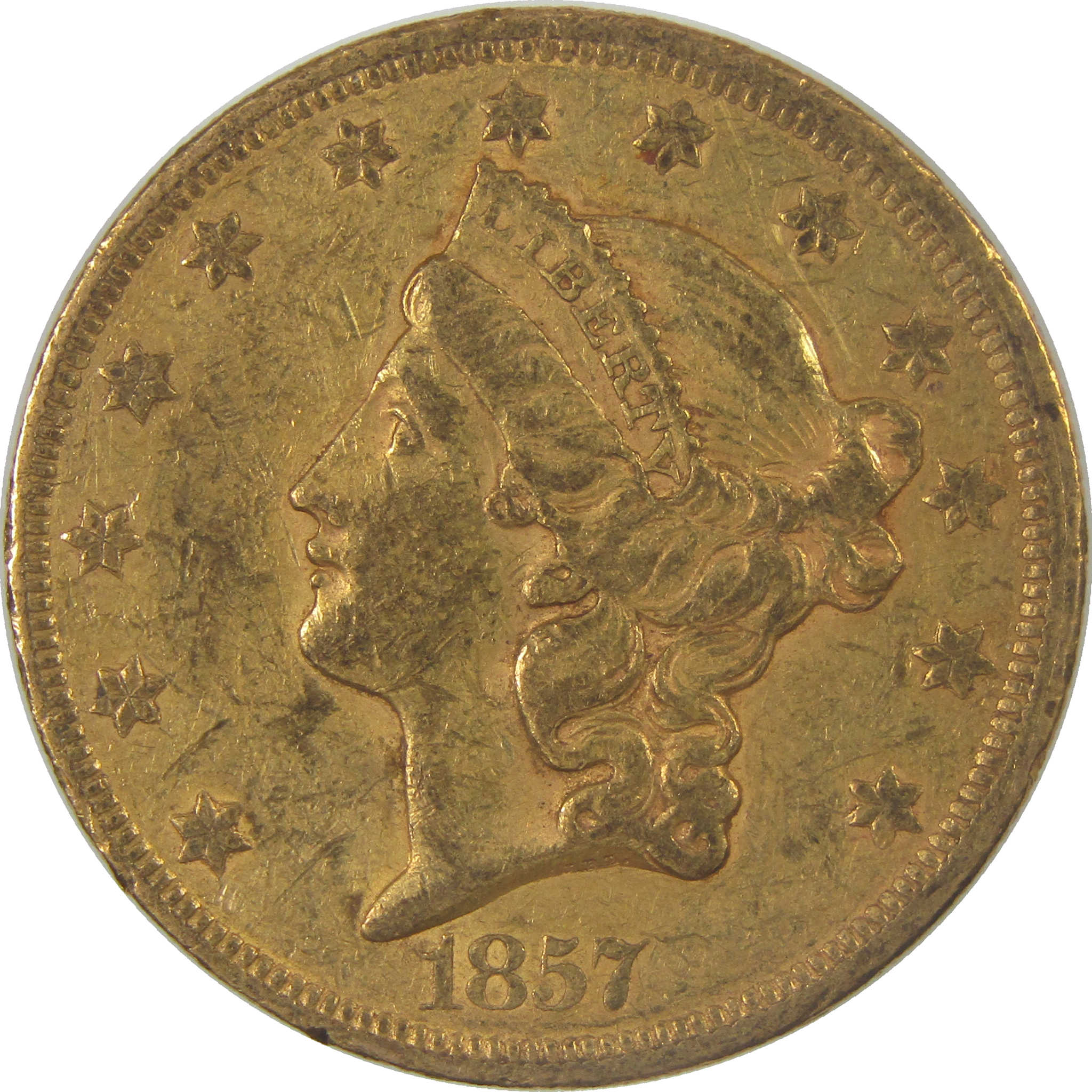 1857 Liberty Head Gold Double Eagle XF EF Extremely Fine $20 Coin