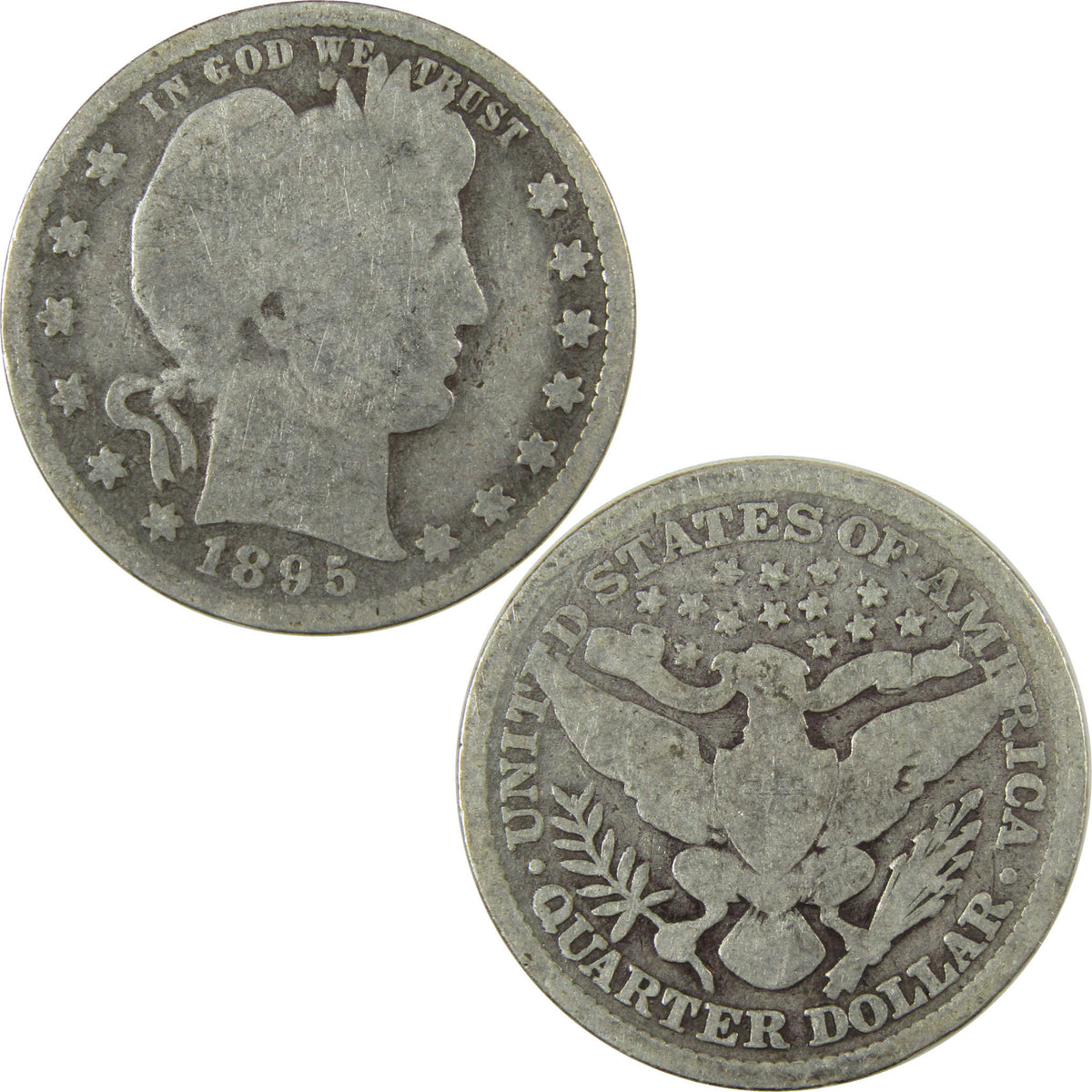 1895 Barber Silver Quarter G Good Details 25c Coin SKU:I28538