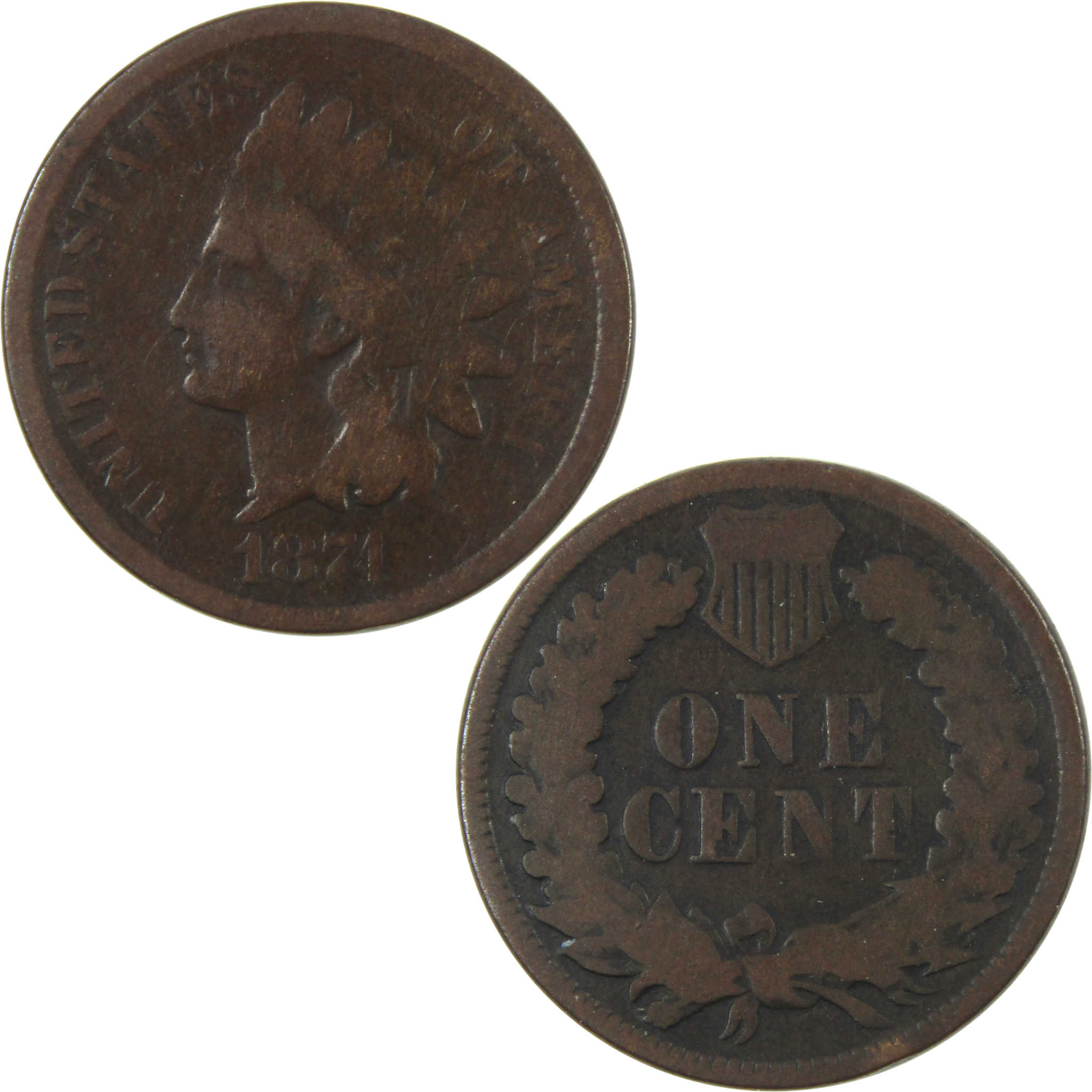 1874 Indian Head Cent G Good Penny 1c Coin SKU:I14743