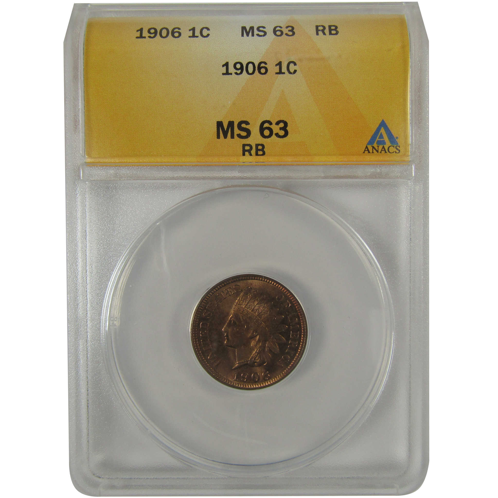 1906 Indian Head Cent MS 63 RB ANACS Penny Uncirculated SKU:I23085