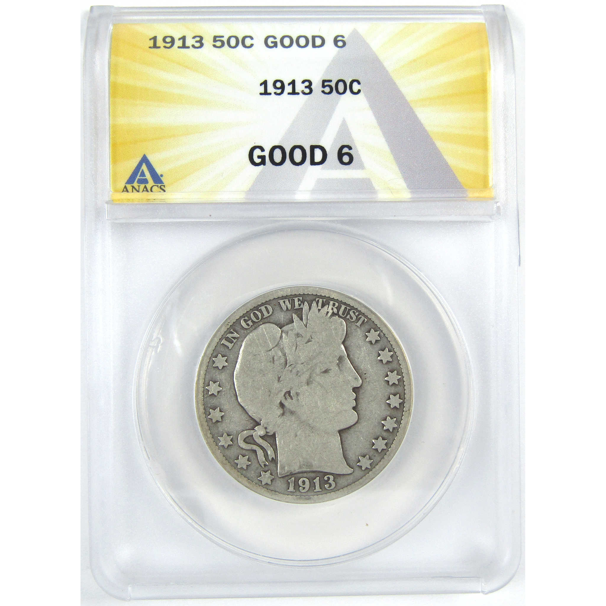 1913 Barber Half Dollar G 6 ANACS Silver 50c Coin SKU:I16354