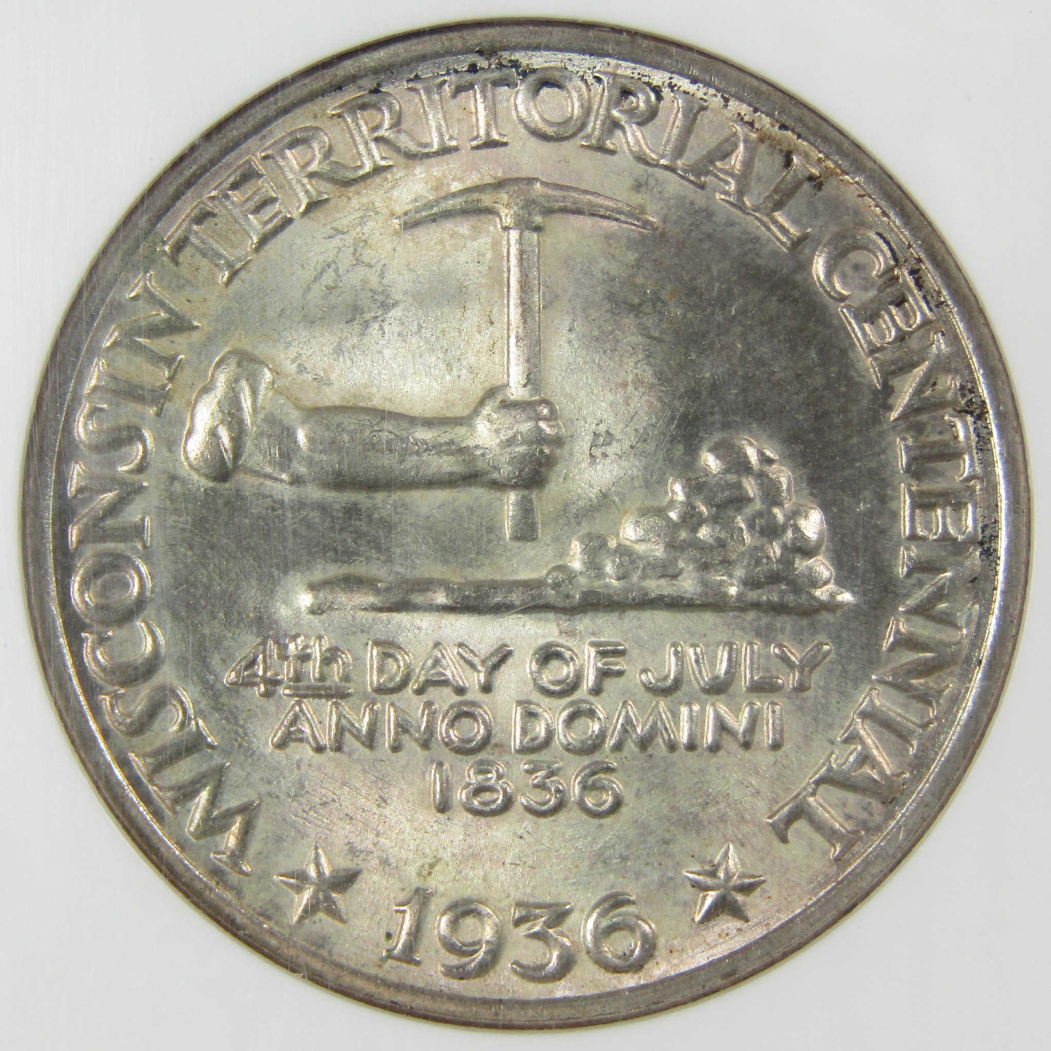 1936 Wisconsin Commemorative Silver Half Dollar MS 65 NGC Uncirculated