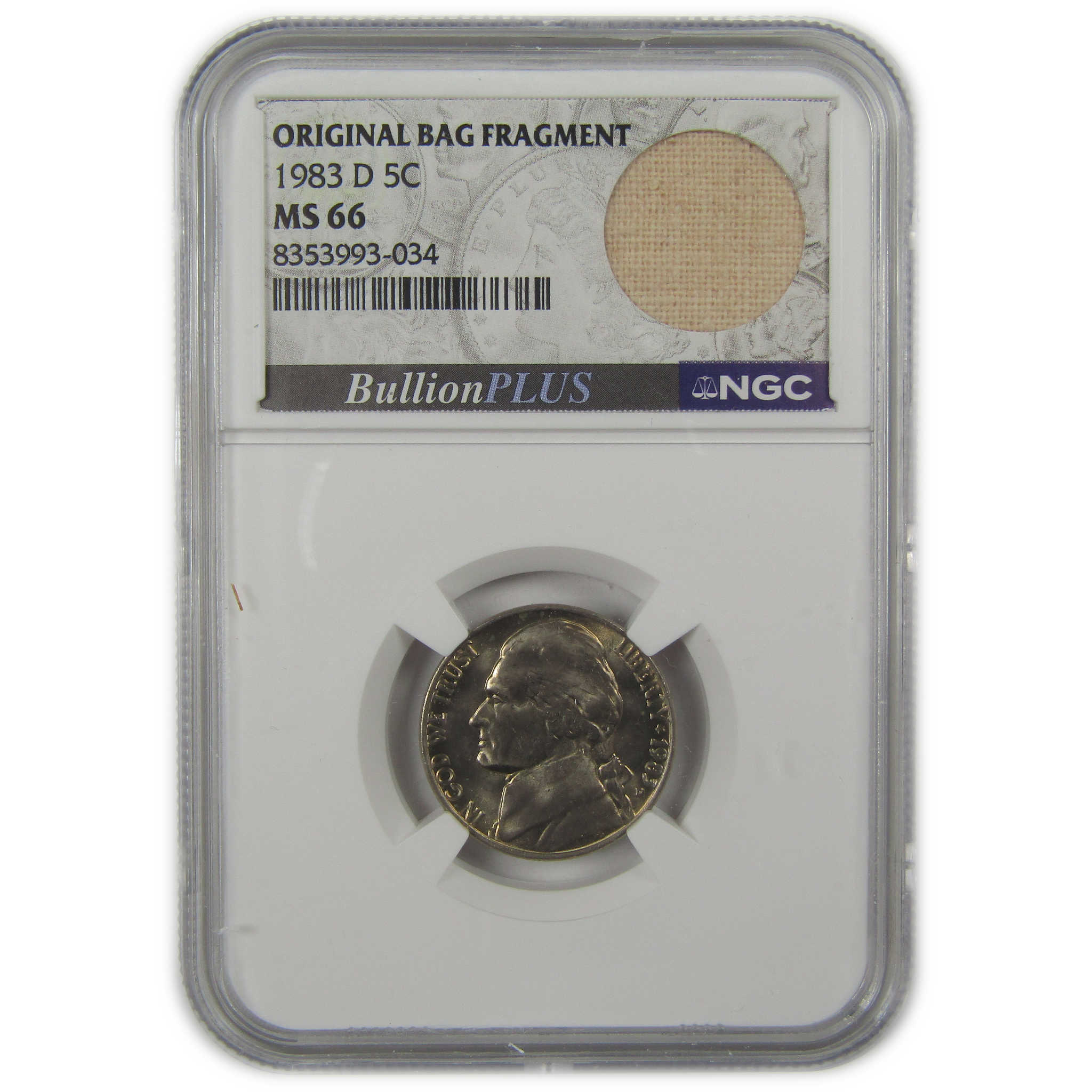 1983 D Jefferson Nickel MS 66 NGC Original Bag Fragment SKU:I22115