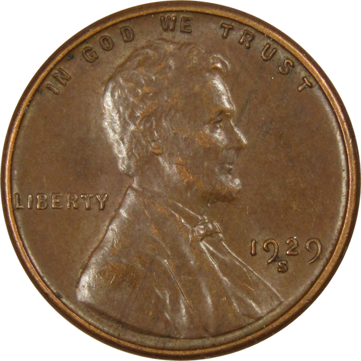 1929 S Lincoln Wheat Cent AU About Uncirculated Penny 1c Coin