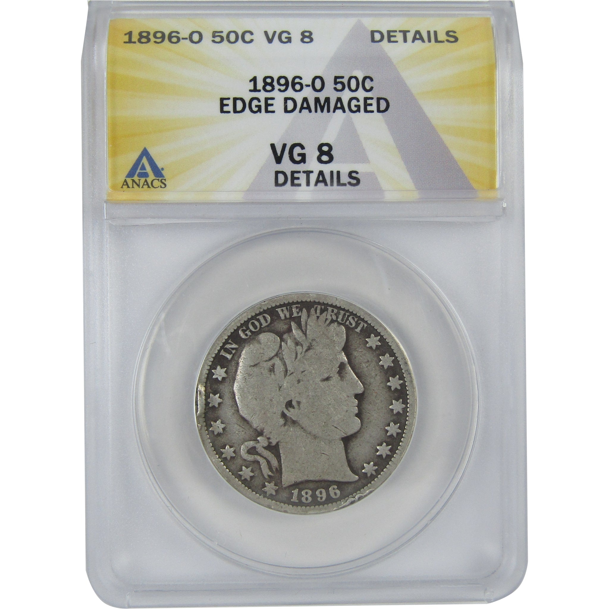 1896 O Barber Half Dollar VG 8 Details ANACS Silver 50c SKU:I16165