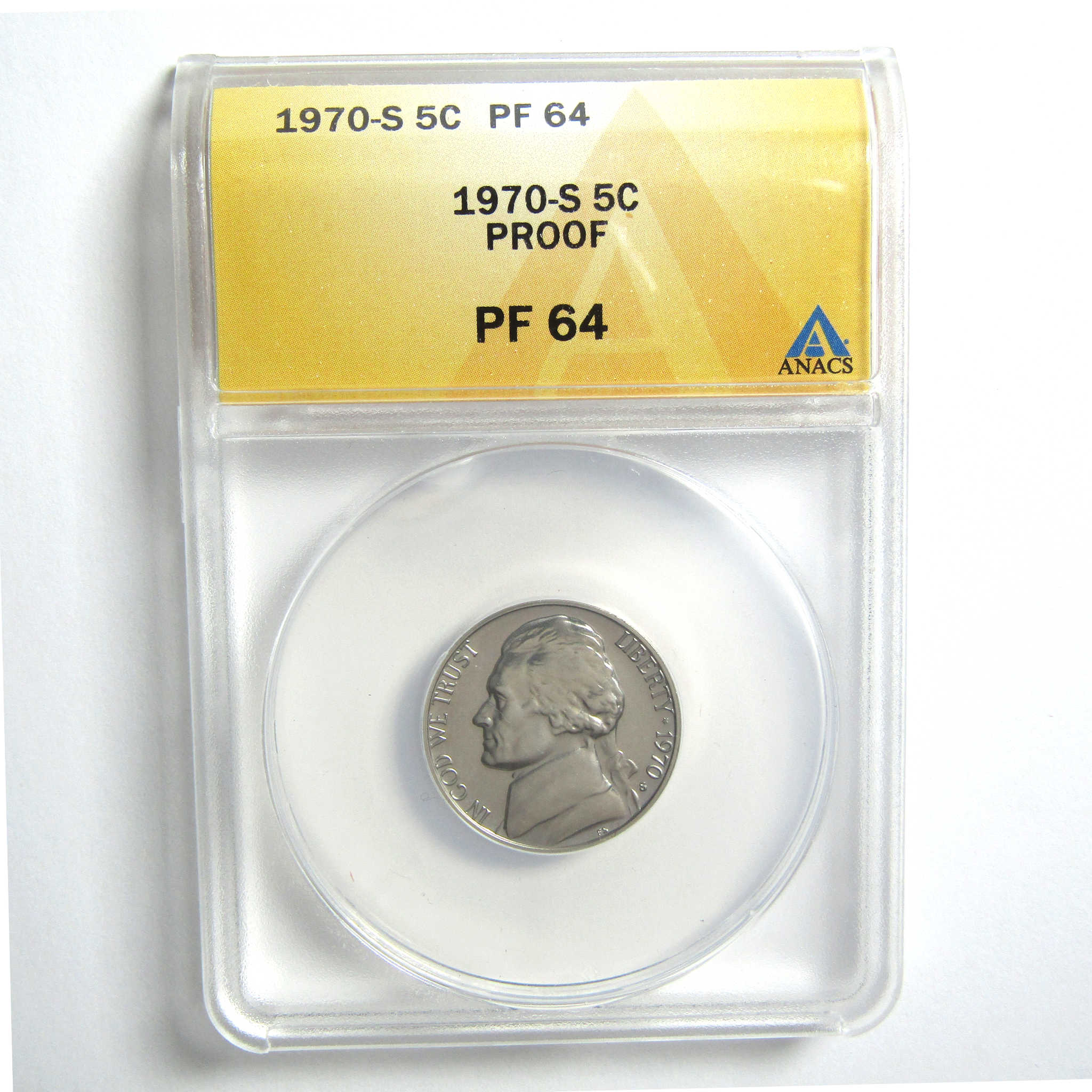 1970 S Jefferson Nickel PF 64 ANACS 5c Proof Coin SKU:CPC5075