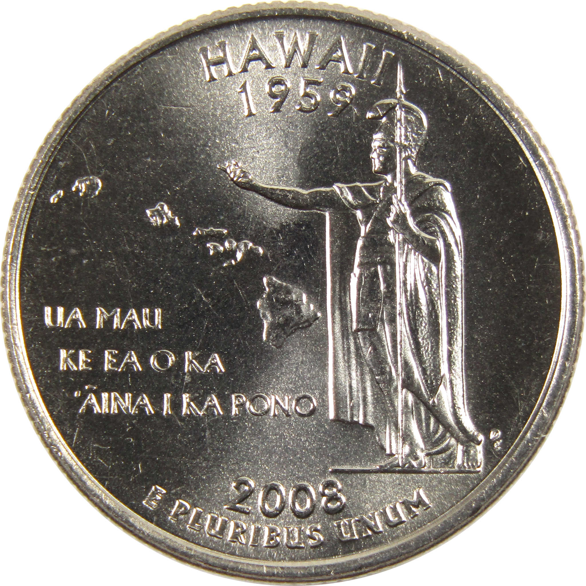 2008 D Hawaii State Quarter BU Uncirculated Clad 25c Coin