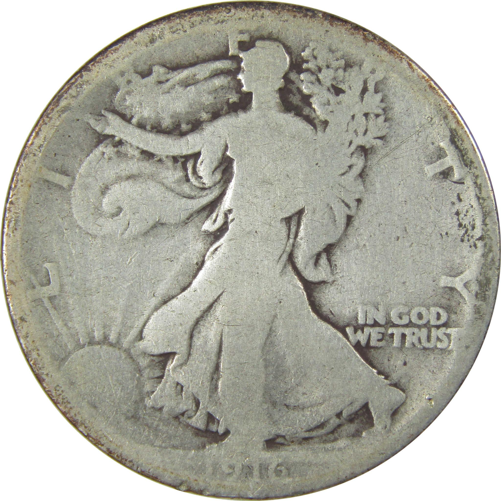 1916 Liberty Walking Silver Half Dollar AG About Good SKU:I23971