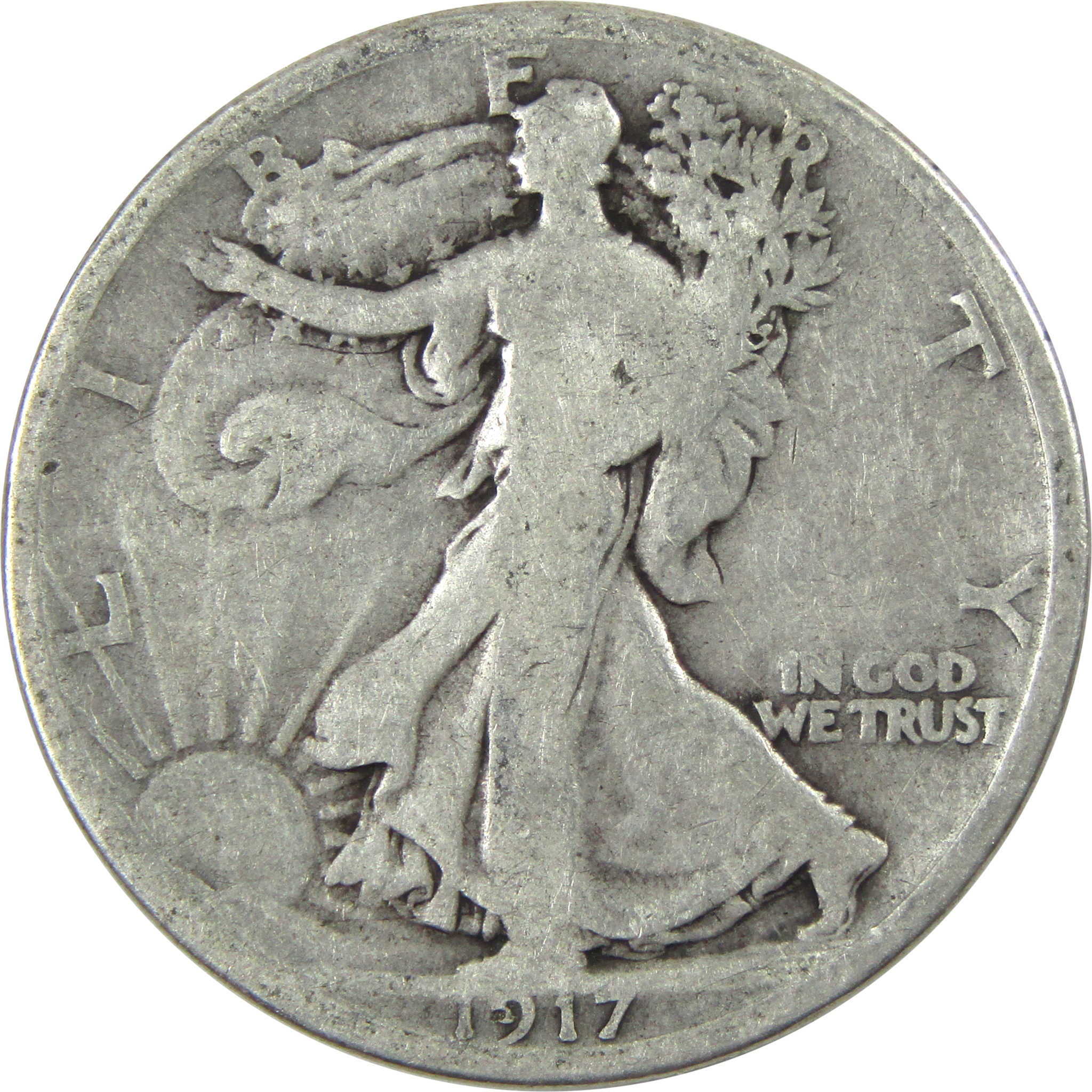1917 S Reverse Liberty Walking Half Dollar G Good Silver SKU:I13844