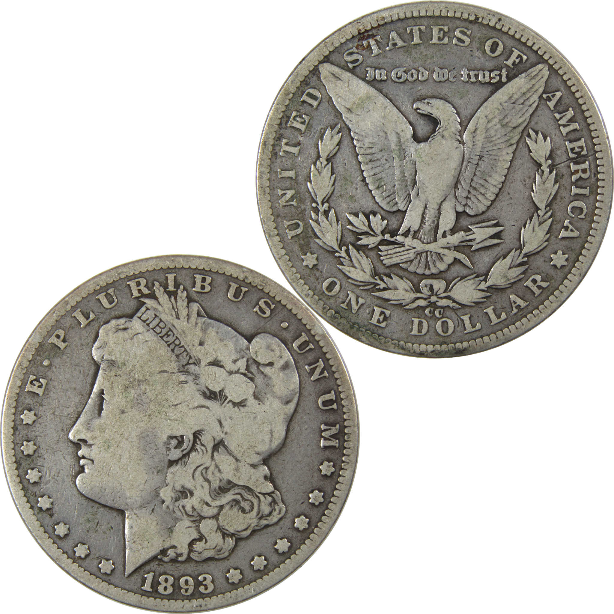 1893 CC Morgan Dollar VG Very Good Silver $1 Coin SKU:I23926 - Morgan coin - Morgan silver dollar - Morgan silver dollar for sale - Profile Coins &amp; Collectibles