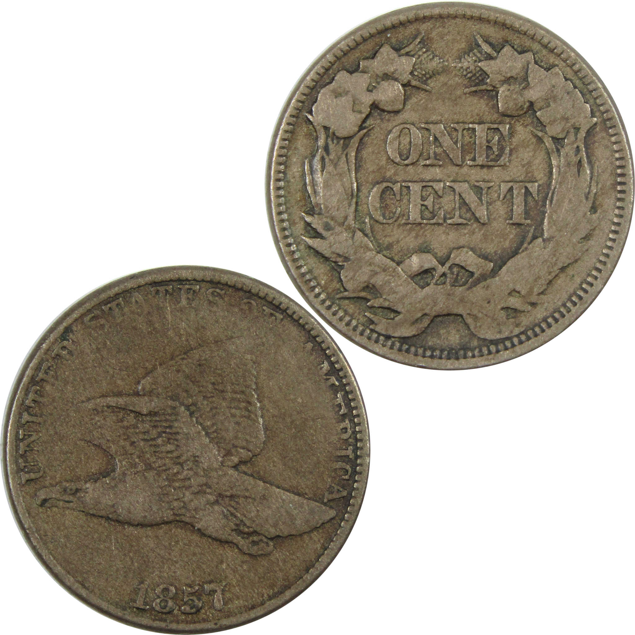 1857 Flying Eagle Cent F Fine CopperNickel Penny 1c Coin SKU:I14366