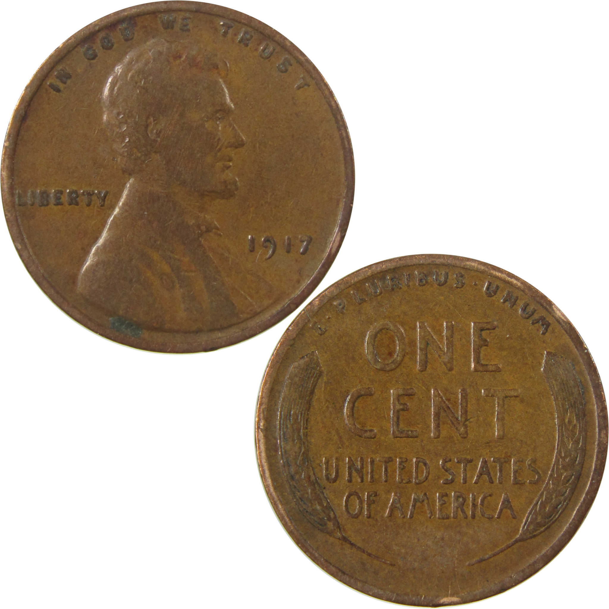 1917 Lincoln Wheat Cent F Fine Penny 1c Coin SKU:I26834