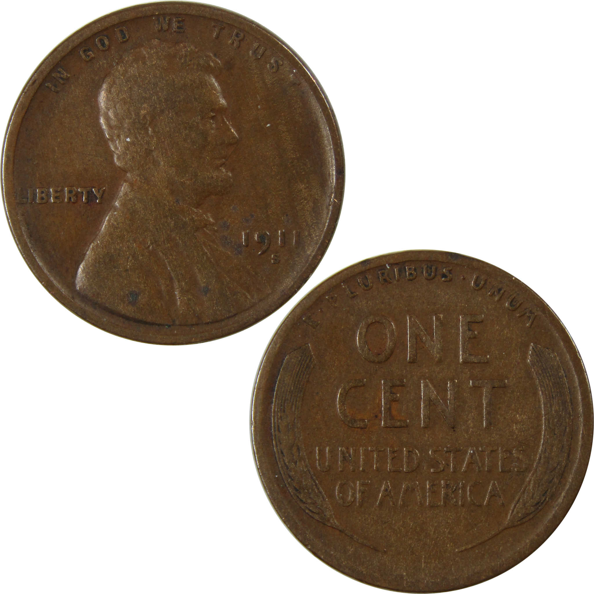 1911 S Lincoln Wheat Cent F Fine Penny 1c Coin Collectible SKU:I23479