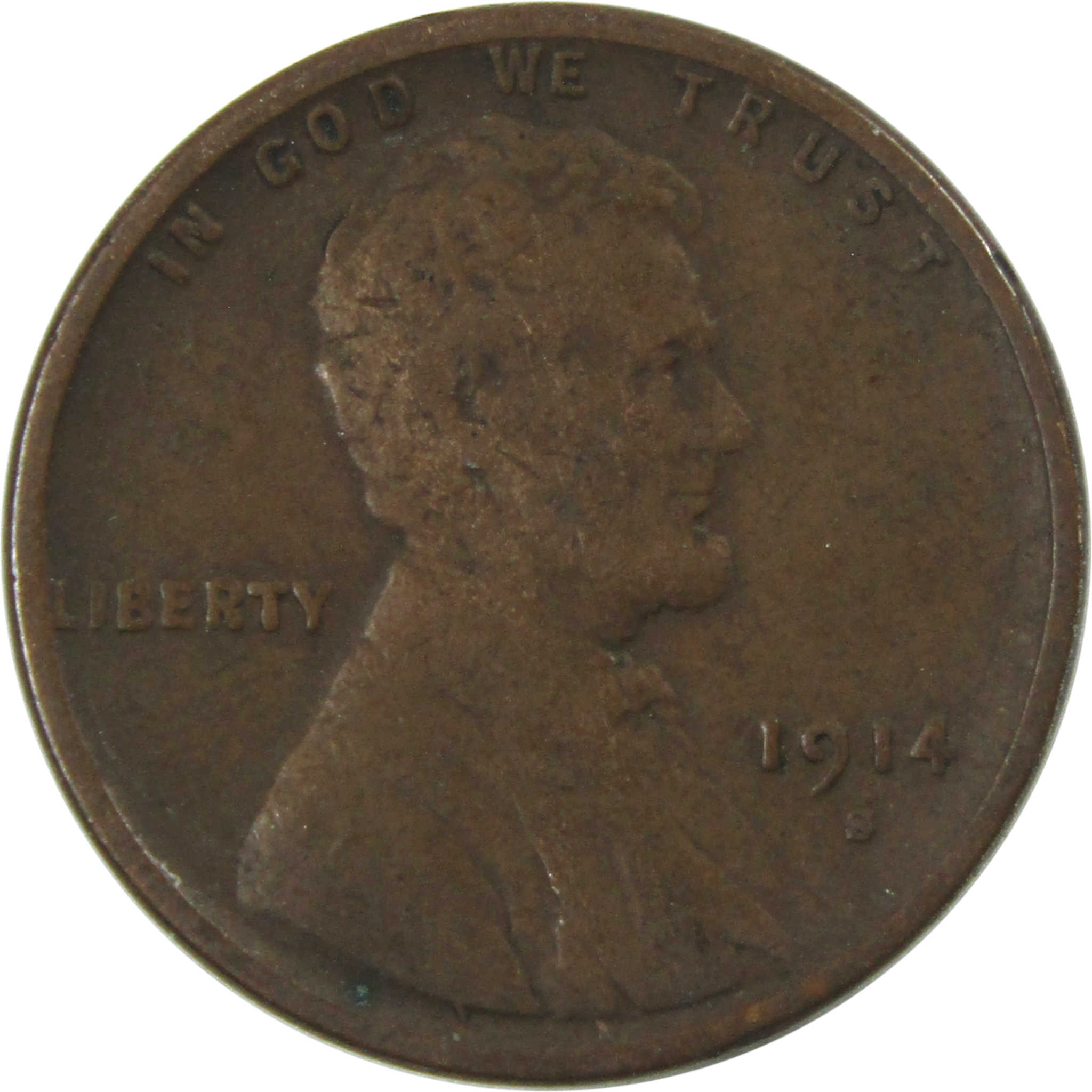 1914 S Lincoln Wheat Cent VG Very Good Penny 1c Coin SKU:I13989