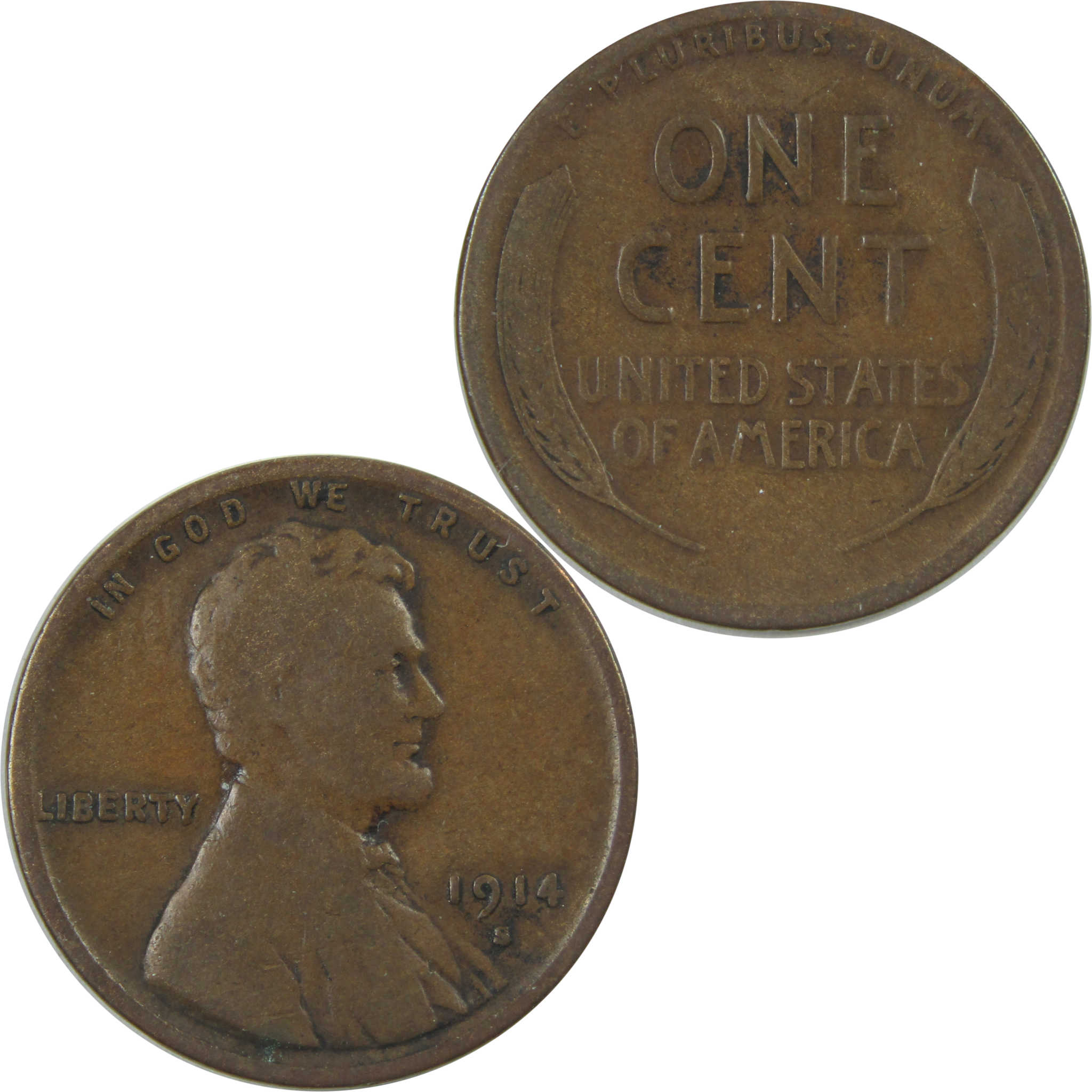 1914 S Lincoln Wheat Cent VG Very Good Penny 1c Coin SKU:I15427