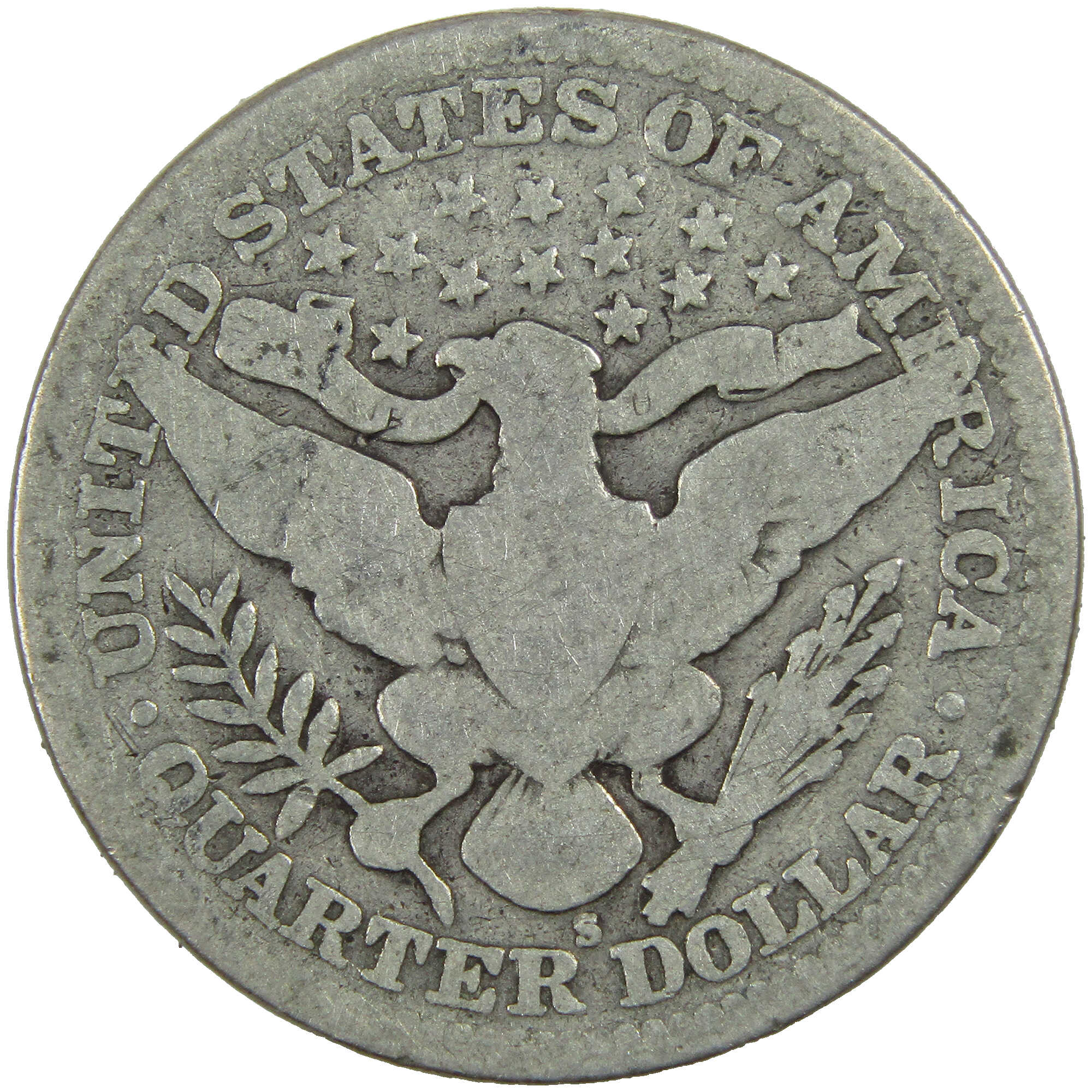 1907 S Barber Quarter G Good Silver 25c Coin SKU:I12721