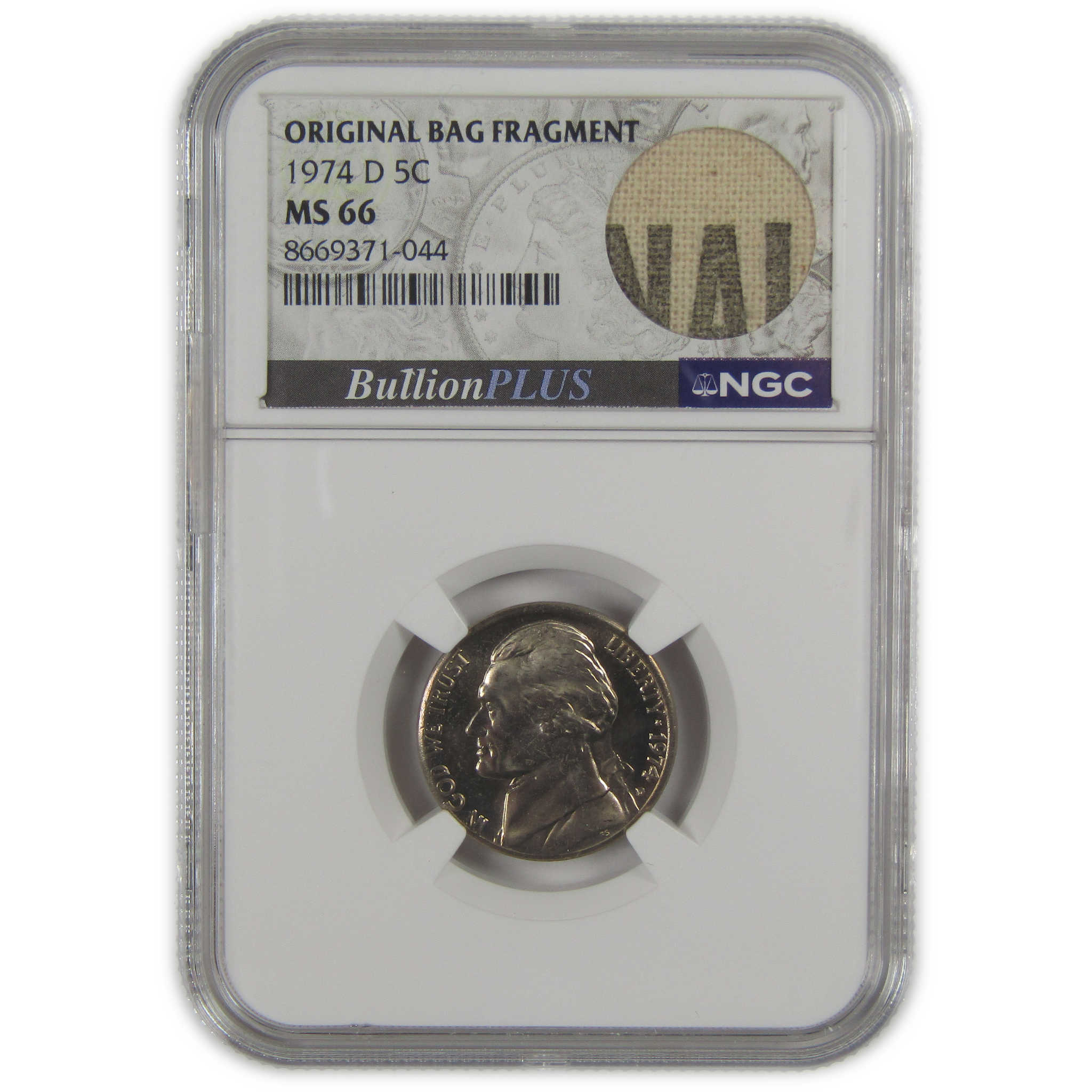 1974 D Jefferson Nickel MS 66 NGC Original Bag Fragment SKU:I23495